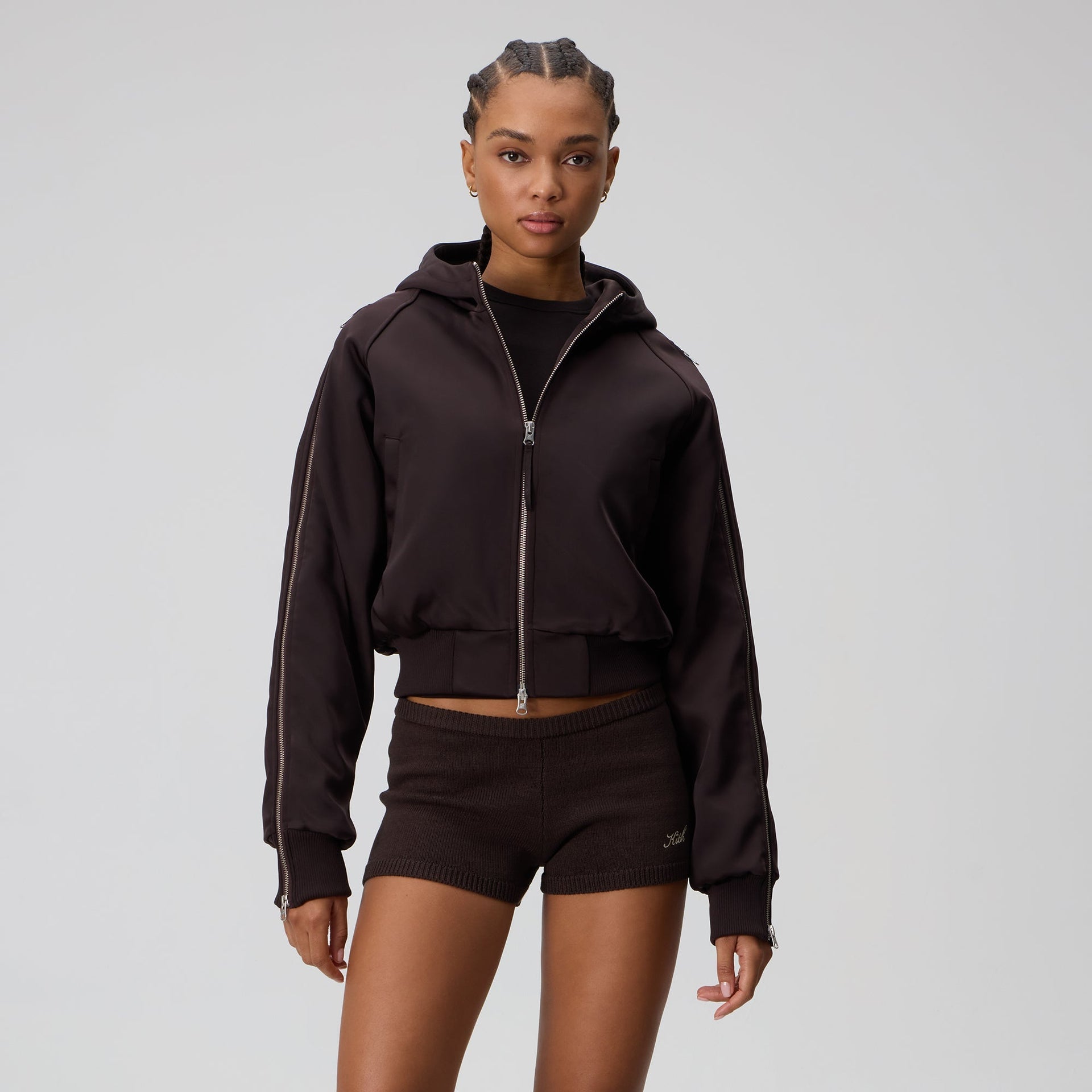 Kith Women Simra Satin Zip Sleeve Bomber - Incognito