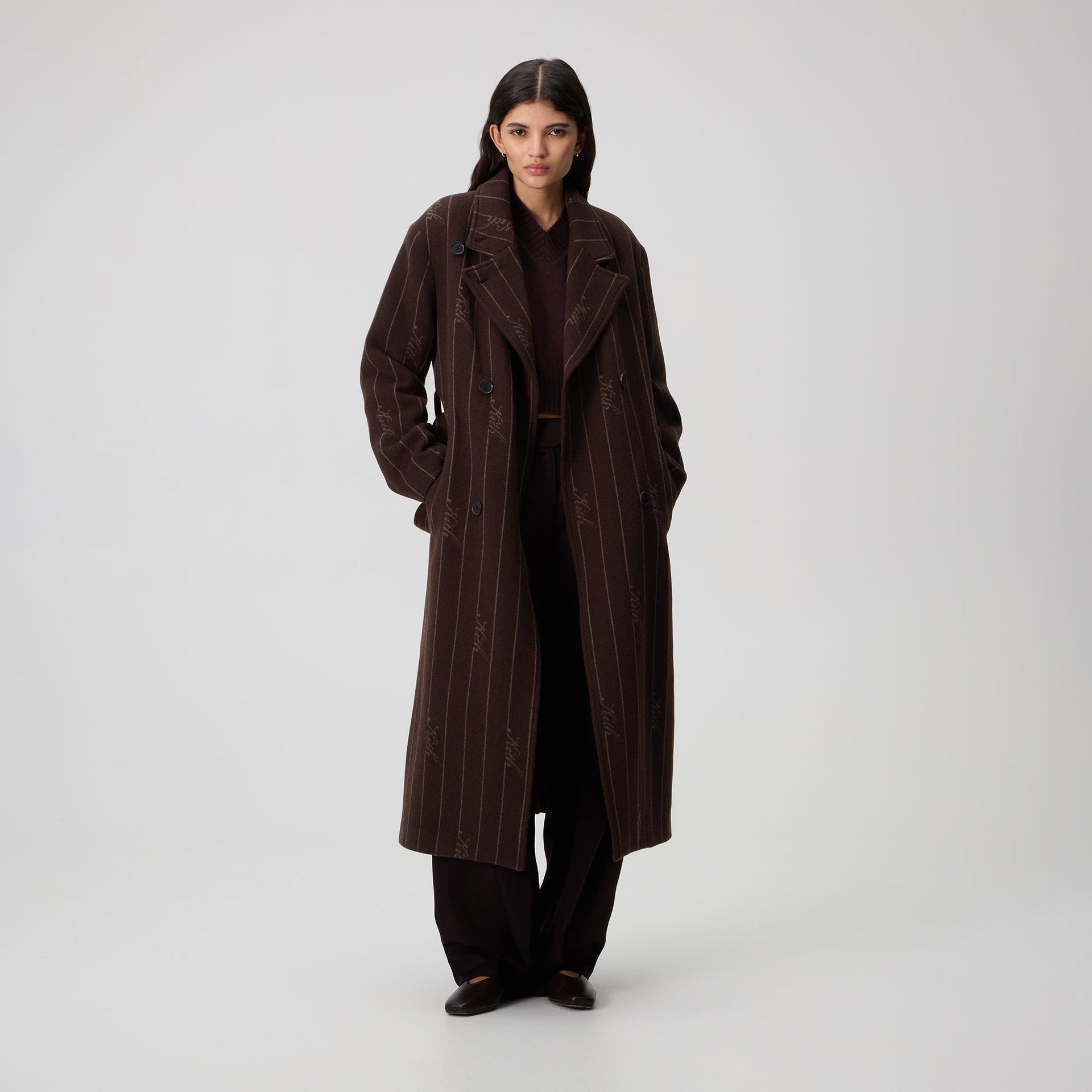 Kith Women Maeva Melton Stripe Scarf Coat - Incognito - PH