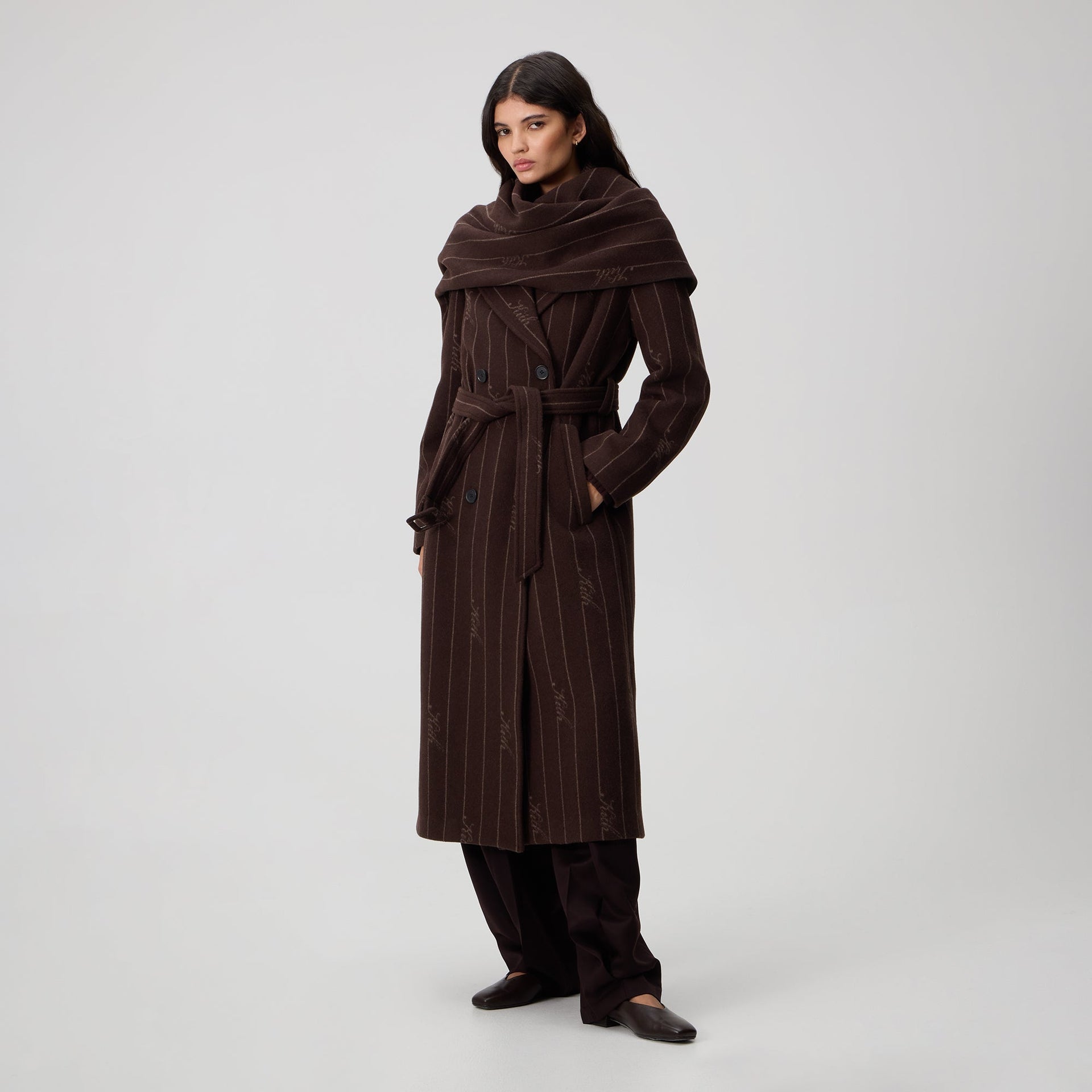 Kith Women Maeva Melton Stripe Scarf Coat - Incognito - PH