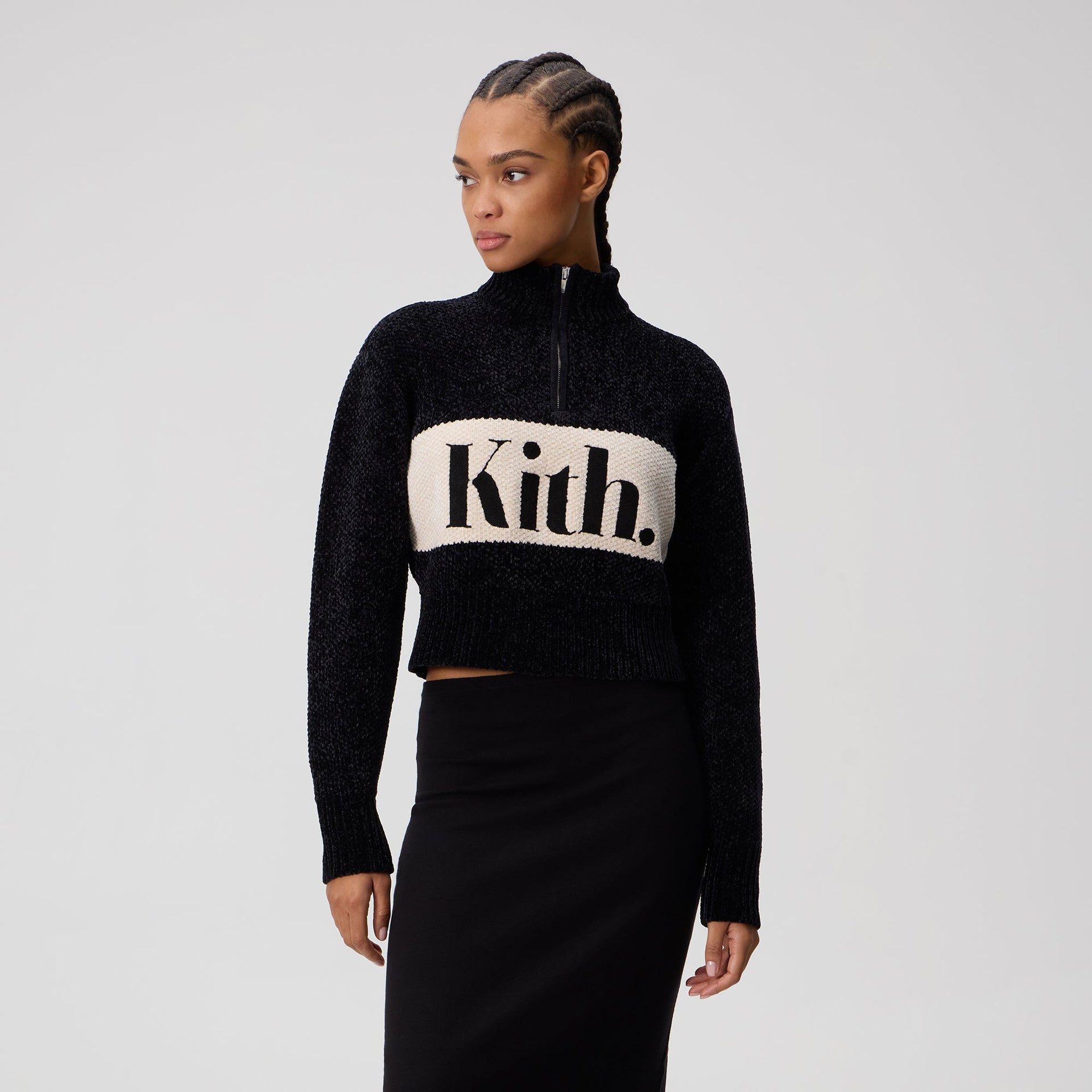 Kith Women Hunter II Chenille Punctuated Quarter Zip - Black - PH