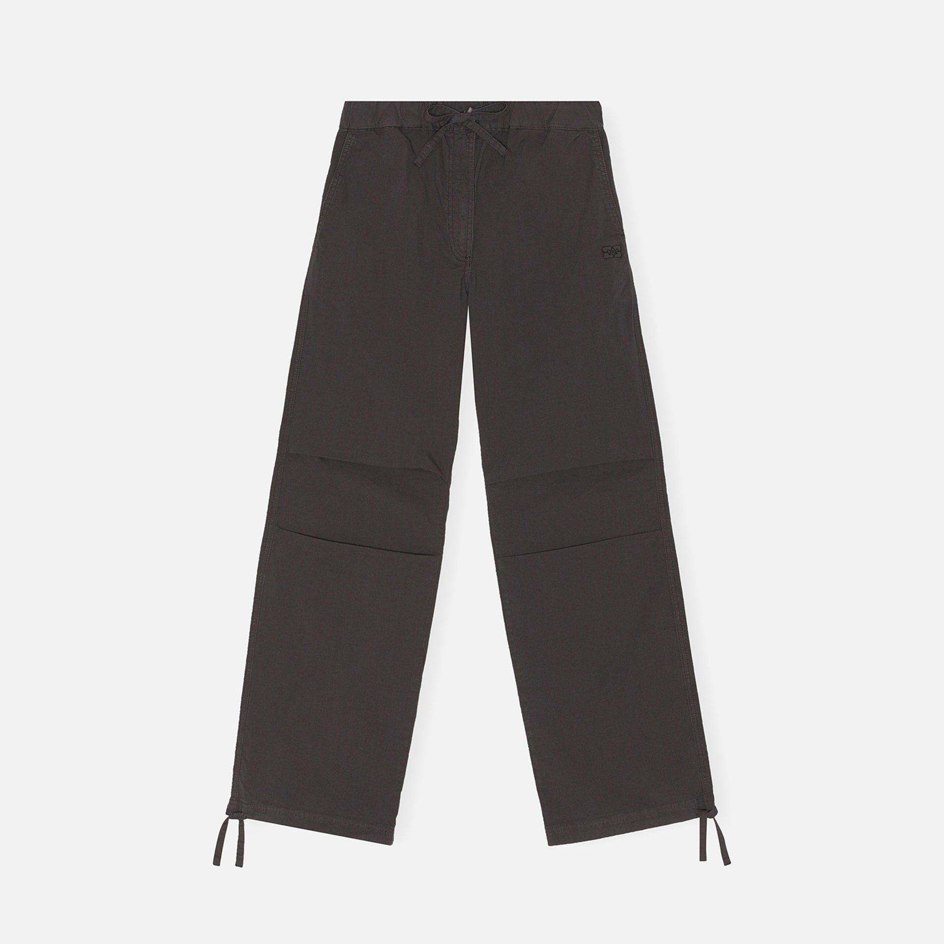 Ganni Washed Cotton Canvas Draw String Pants - Phantom