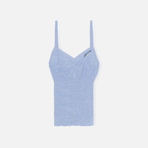 Ganni Merino Lace Strap Top - Ice Water