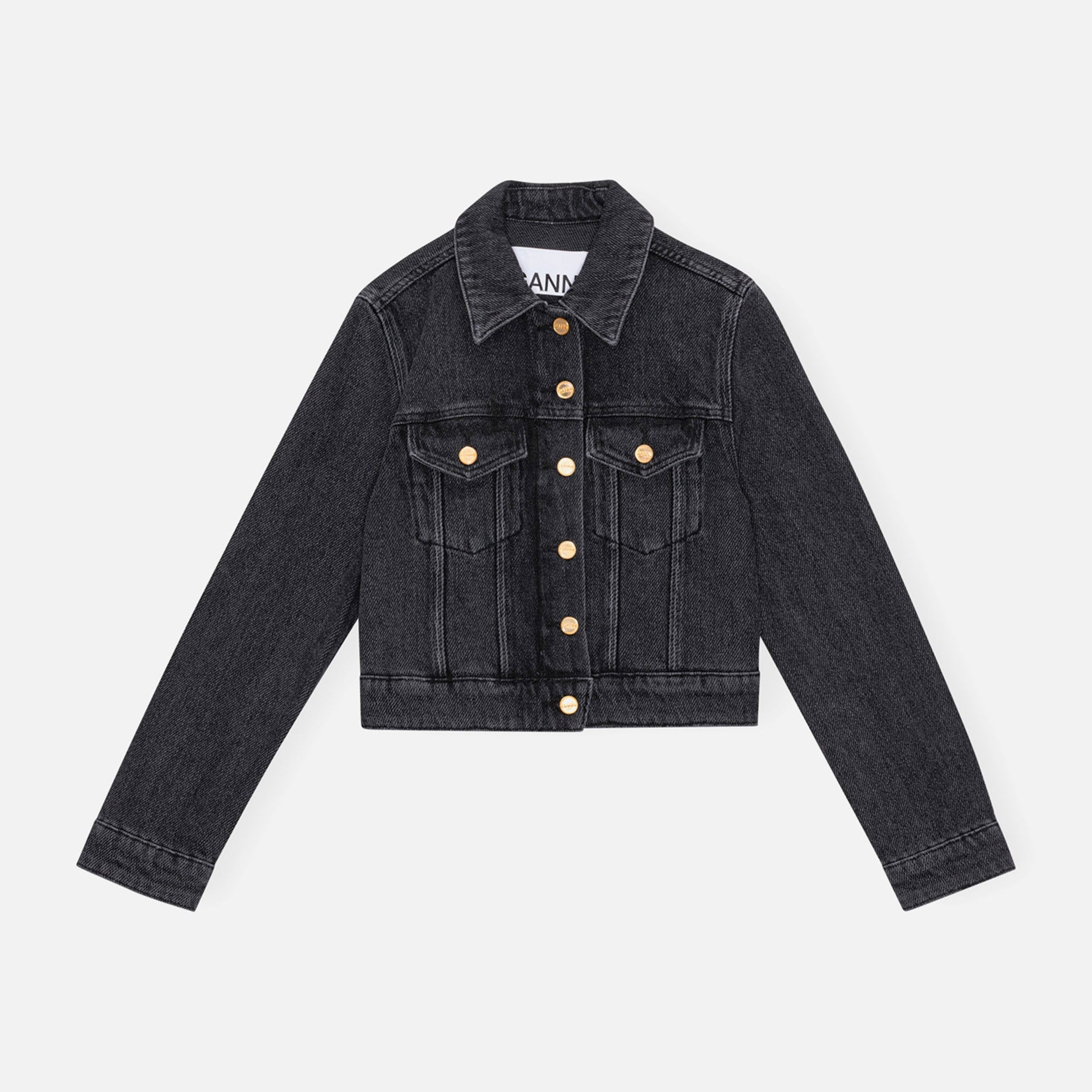 Ganni Heavy Denim Cropped Jacket - Black