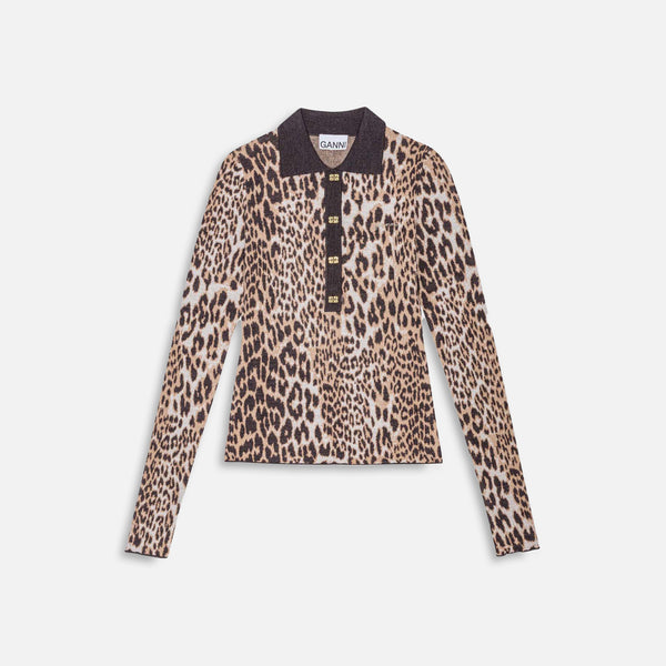 Ganni Fine Merino Jacquard Leopard Polo - Leopard – Kith Europe