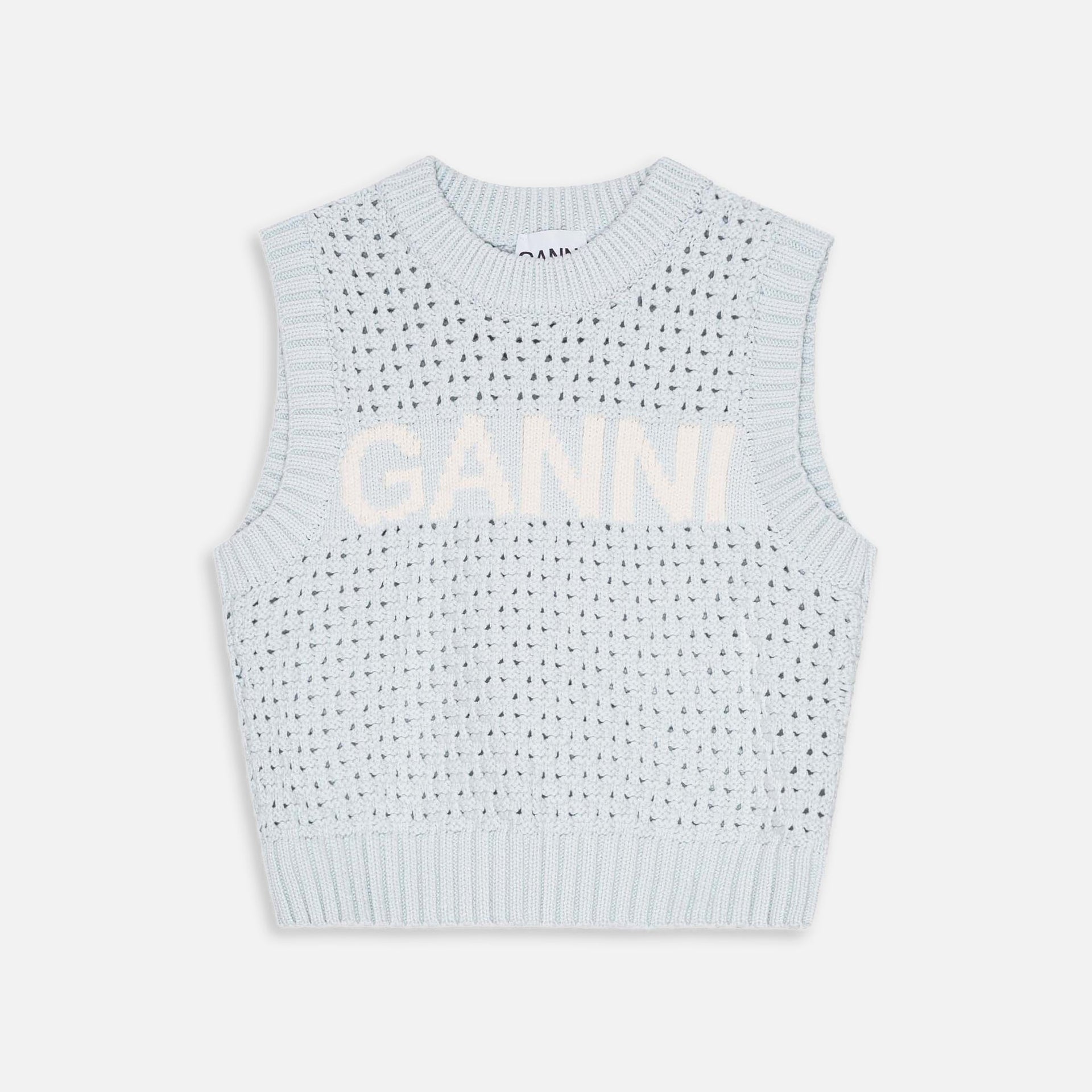 Ganni Textured Pointelle Vest - Illusion Blue