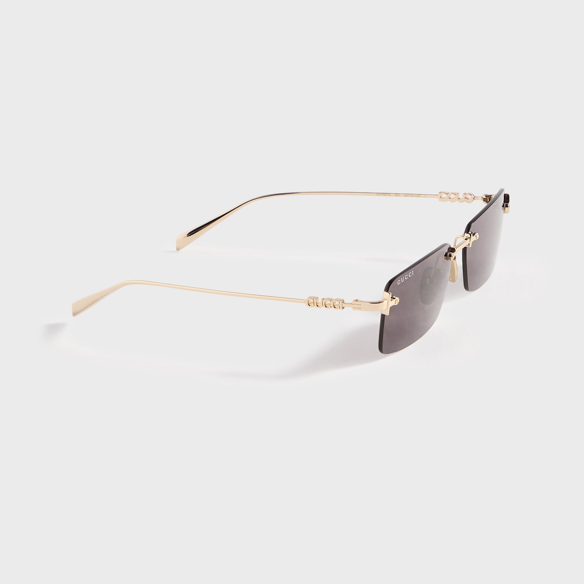 Gucci GG Rectangular Frame Sunglasses - Gold / Grey