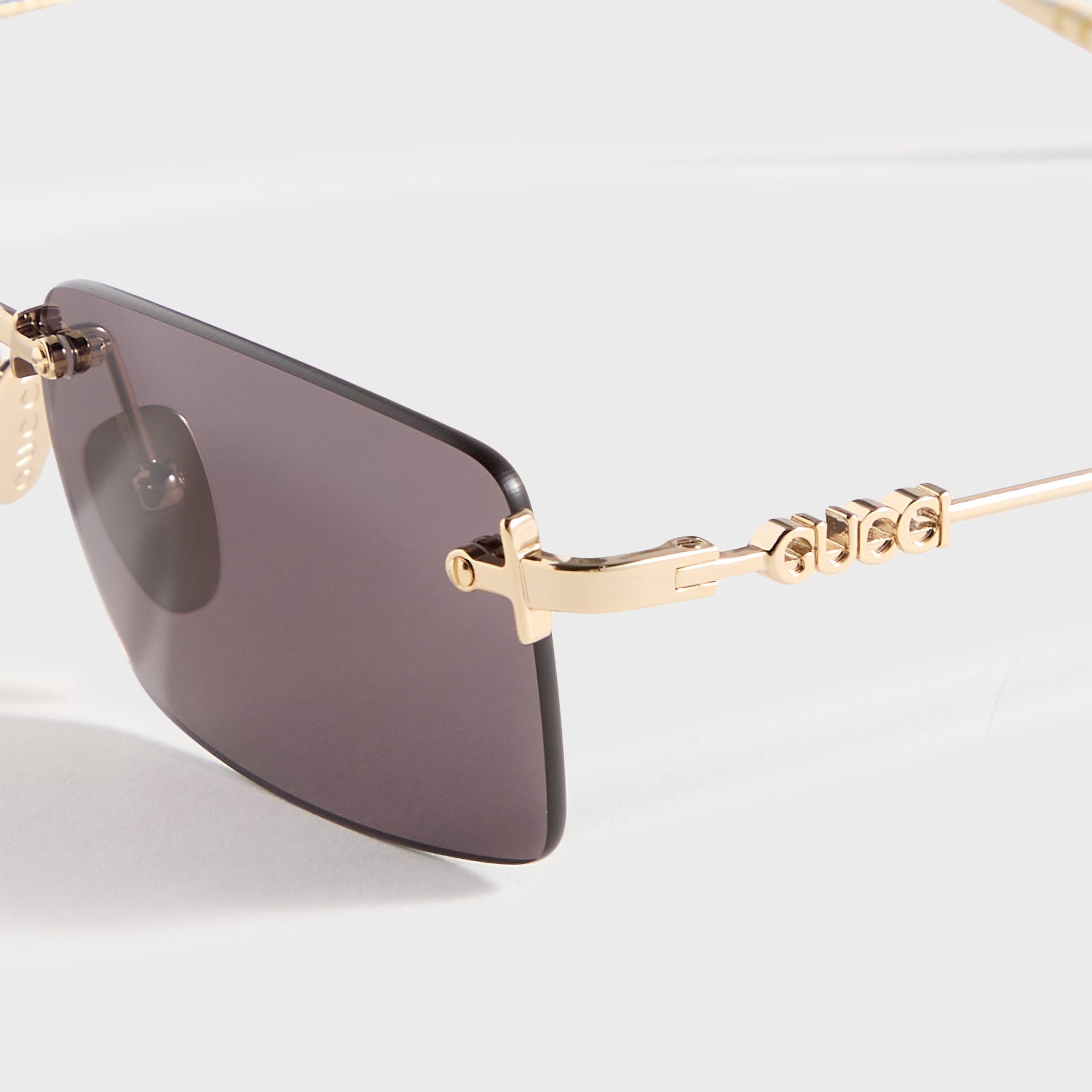 Gucci GG Rectangular Frame Sunglasses - Gold / Grey