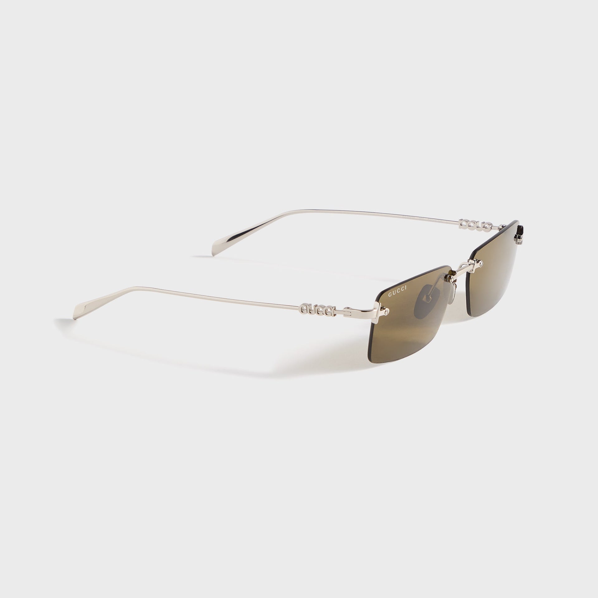 Gucci GG Rectangle Frame Sunglasses - Silver / Brown