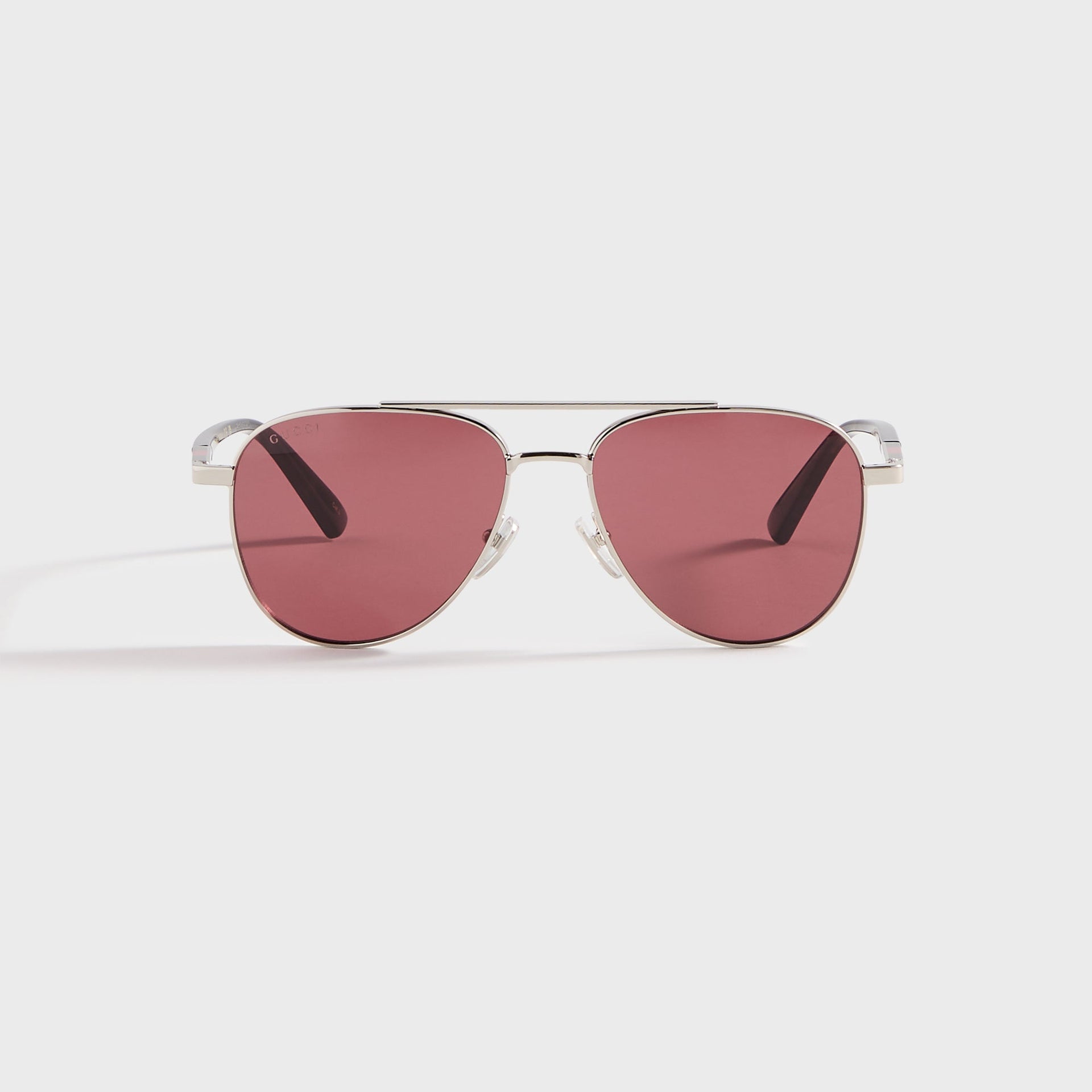 Gucci GG1962S Aviator Frame Sunglasses - Silver / Havana / Red