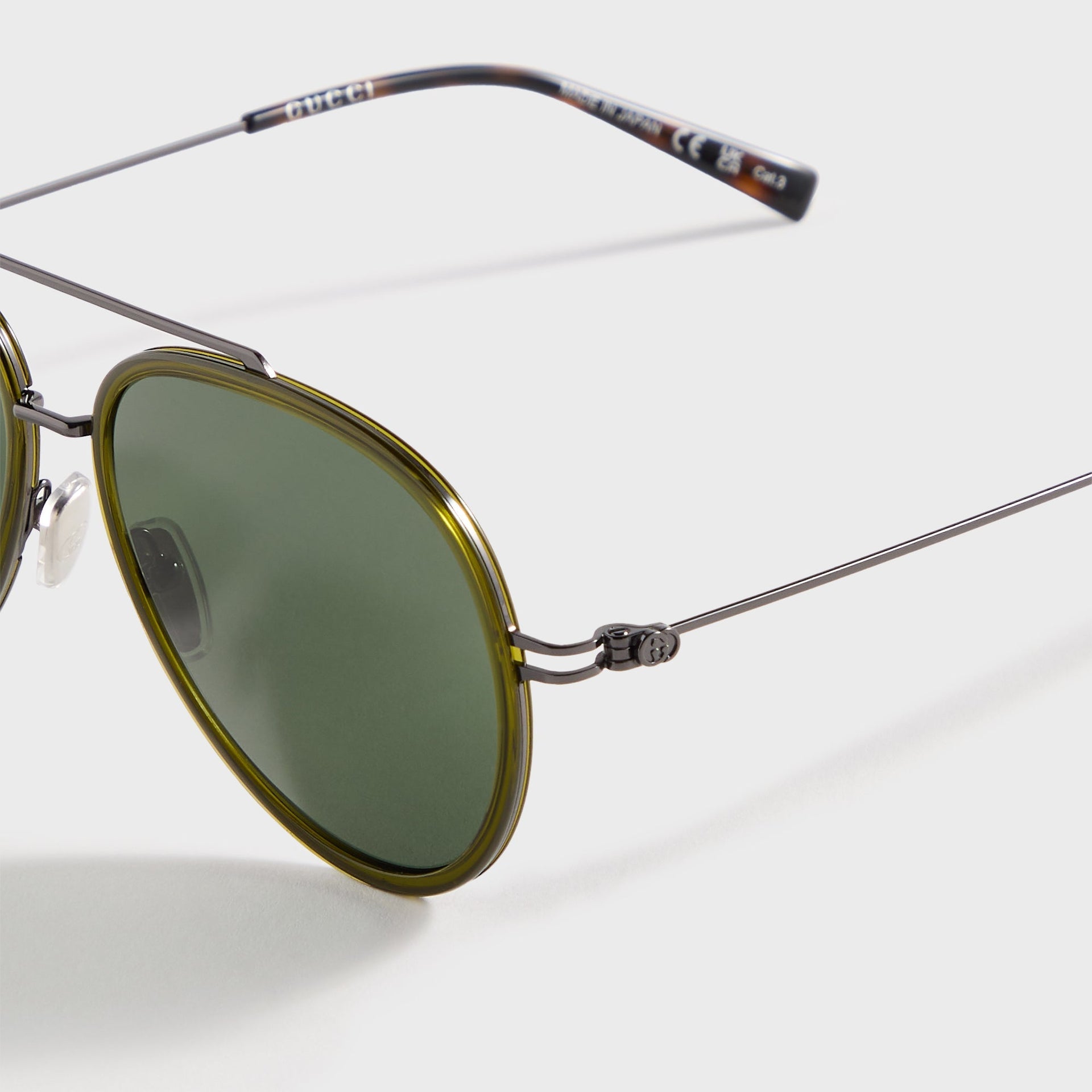 Gucci GG 1981S Aviator Frame Sunglasses - Green / Ruthenium / Green