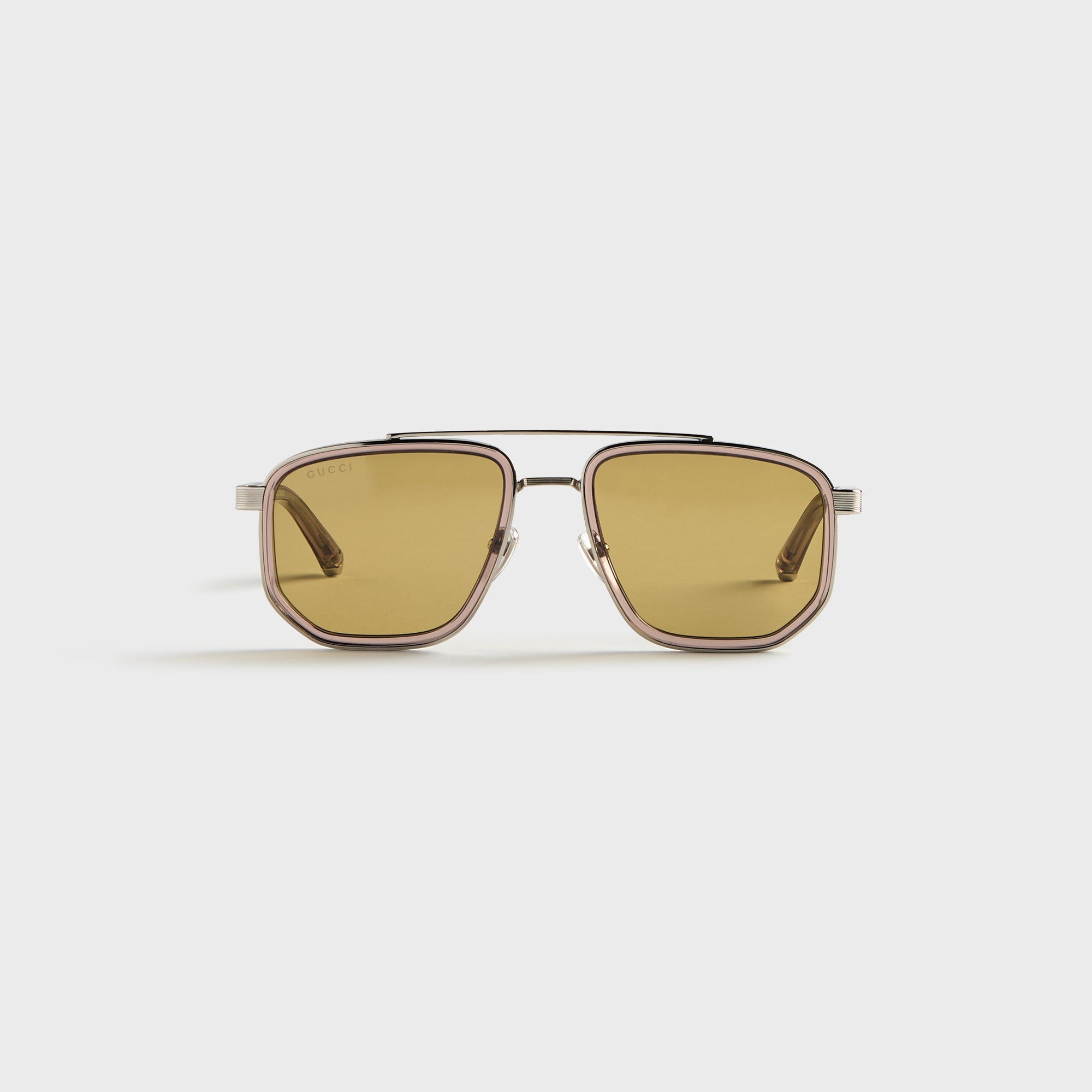 Gucci GG2073S Navigator Frame Sunglasses - Brown / Silver – Kith
