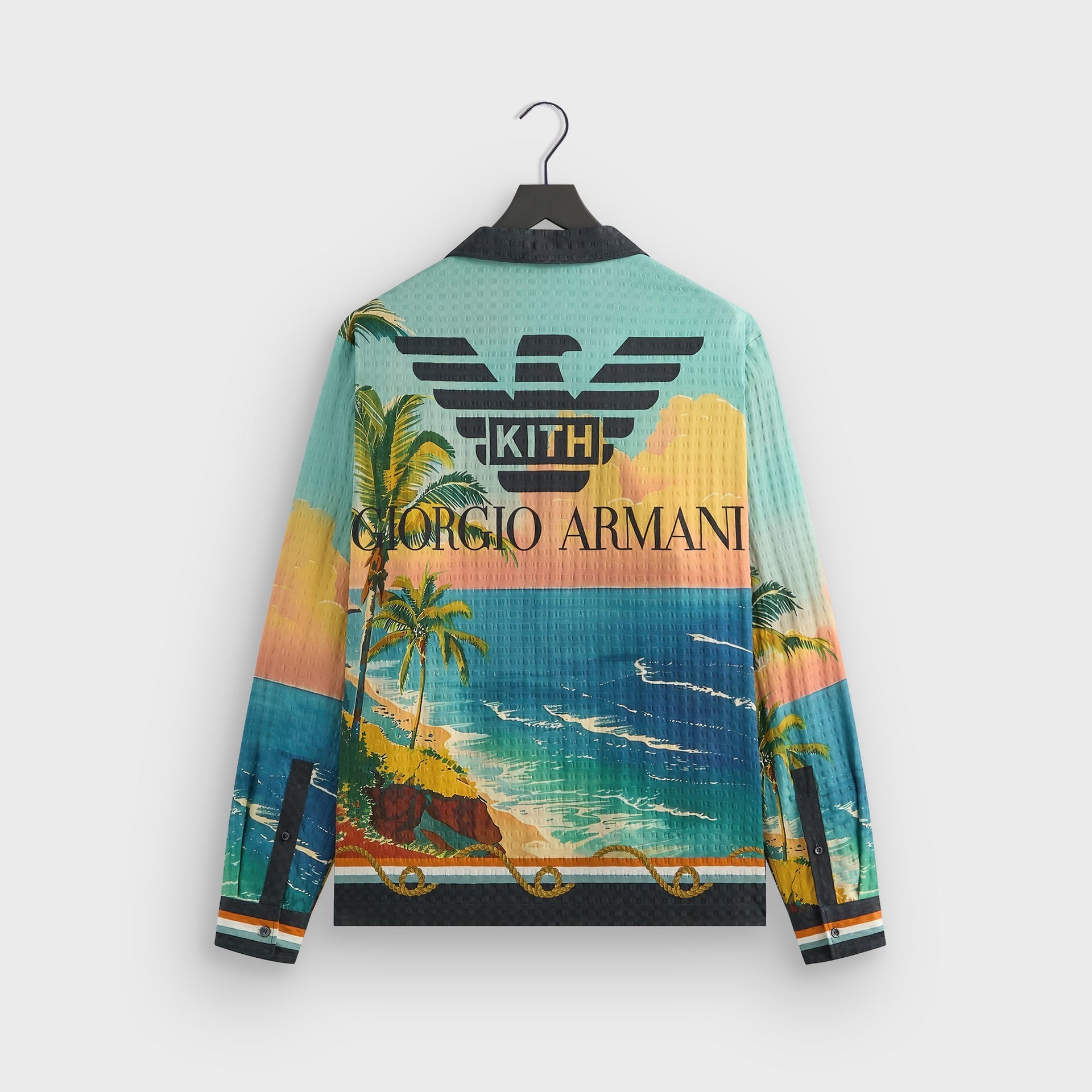 Giorgio Armani & Kith Ornamental Print Long Sleeve Thompson Camp Collar Shirt - Multi PH