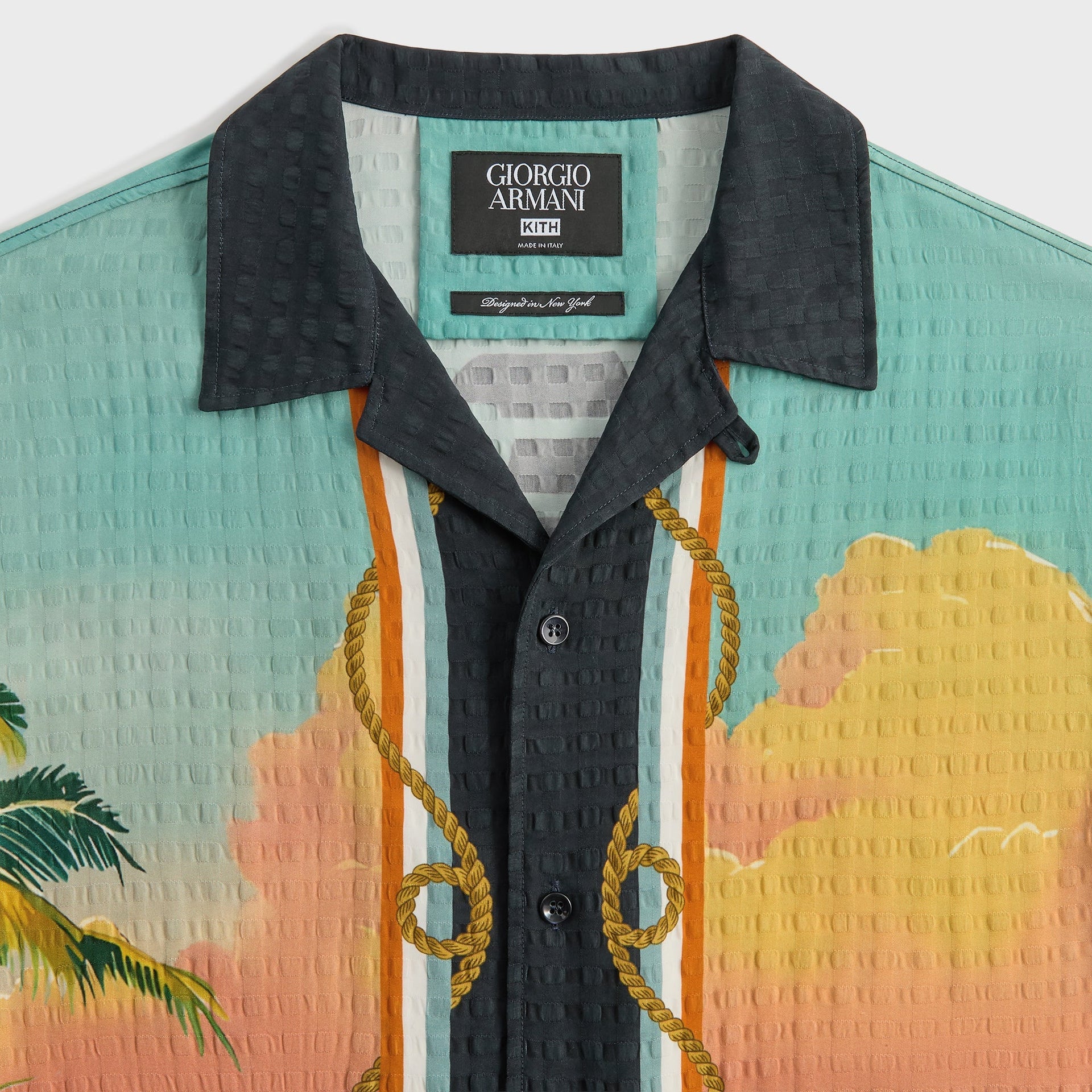 Giorgio Armani & Kith Ornamental Print Long Sleeve Thompson Camp Collar Shirt - Multi PH