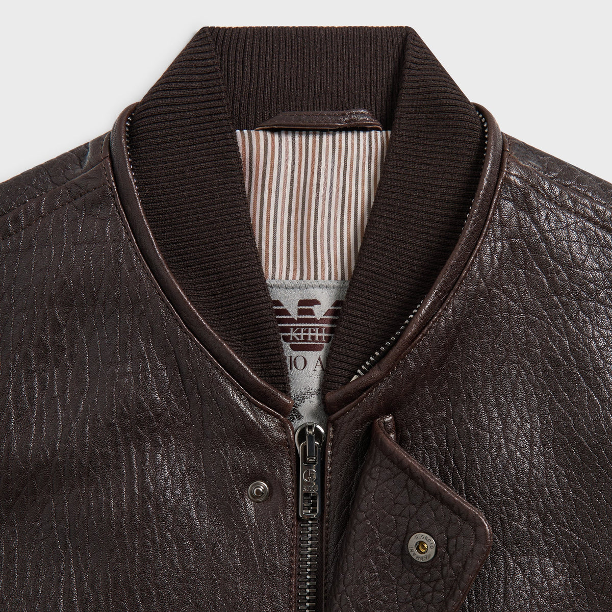 Giorgio Armani & Kith Lamb Leather Aviator Blouson Jacket - Meteorite