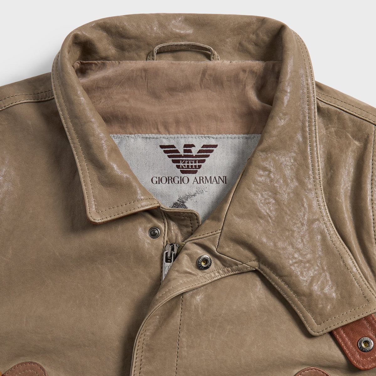 Giorgio Armani & Kith Lamb Leather Aviator Jacket - Sea Turtle - PH