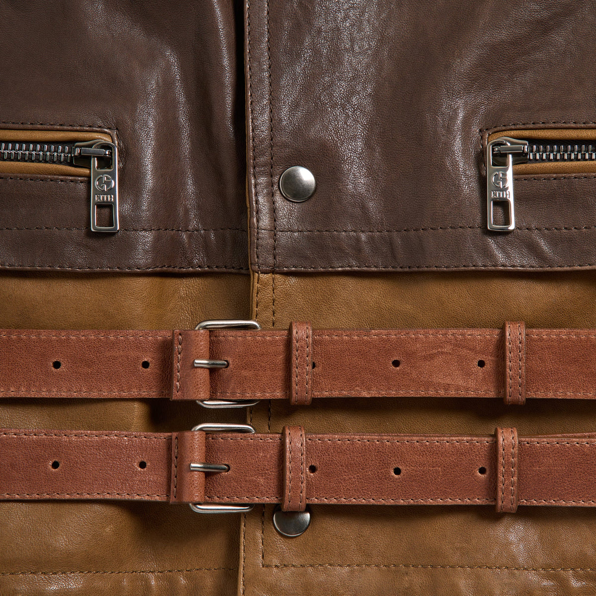 Giorgio Armani & Kith Two-Tone Lamb Leather Utility Jacket - Ermine
