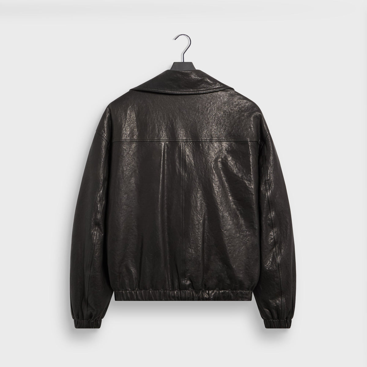 Giorgio Armani & Kith Lamb Leather High Neck Flight Jacket - Black Beauty