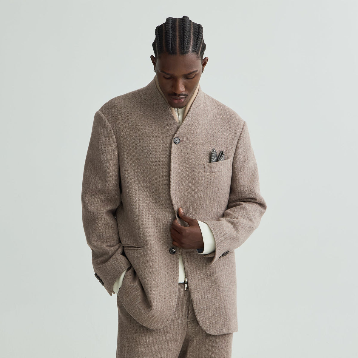 Giorgio Armani & Kith Cashmere Collarless Blazer - Iron - PH