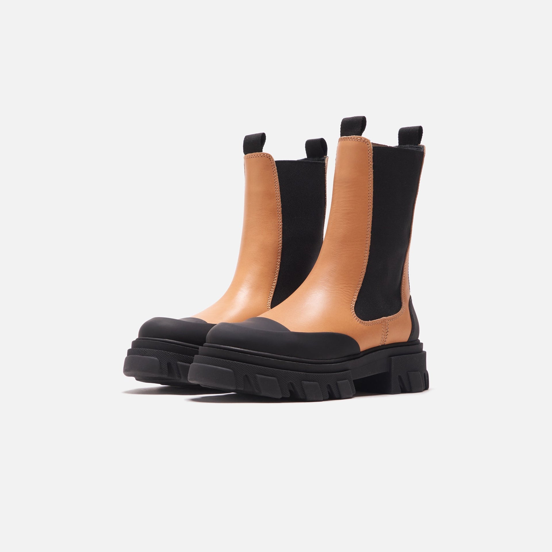 Ganni Cleated Boot Tannin Tall - Brown