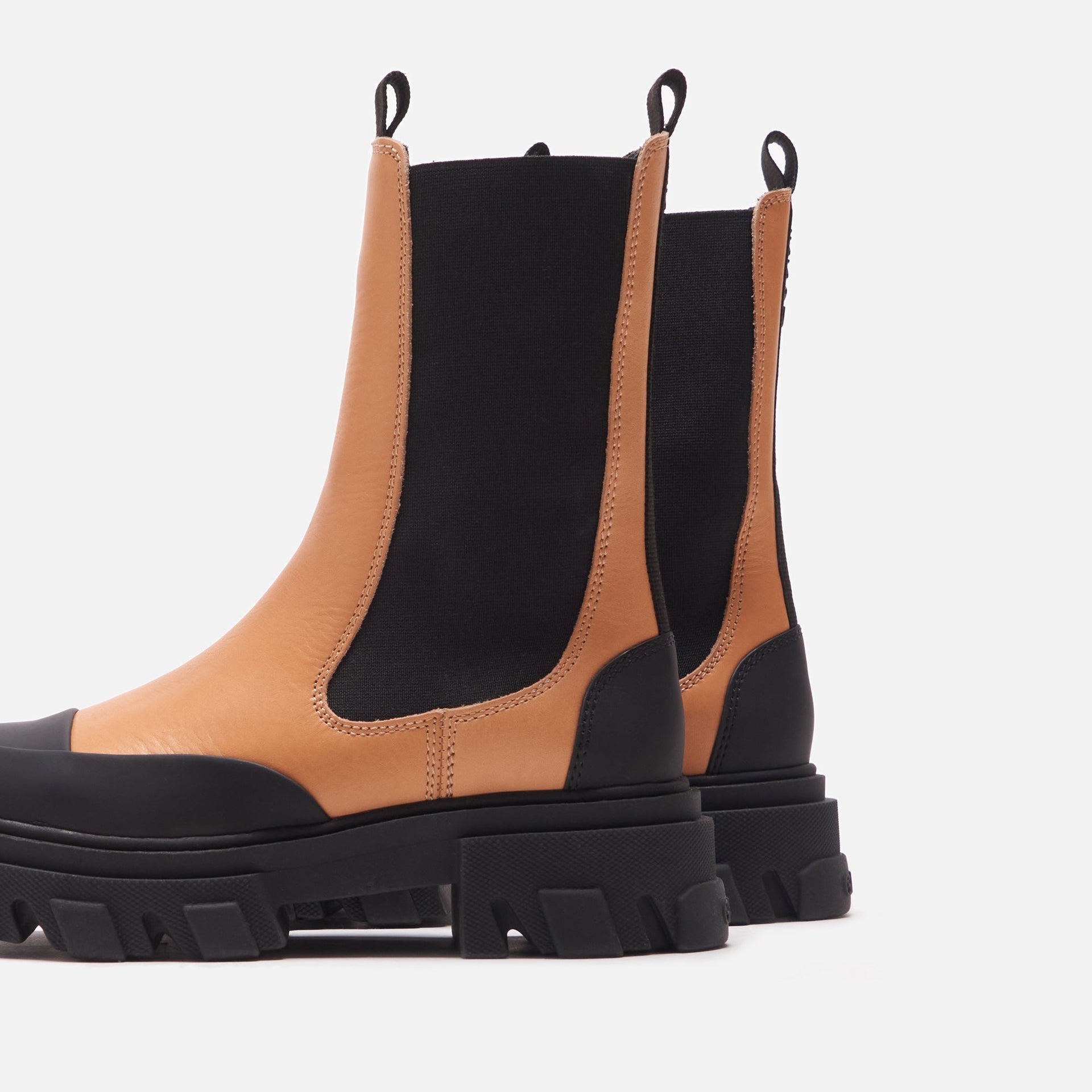 Ganni Cleated Boot Tannin Tall - Brown