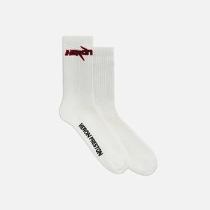 Heron Preston Race Heron Long Socks - White with Black Logo