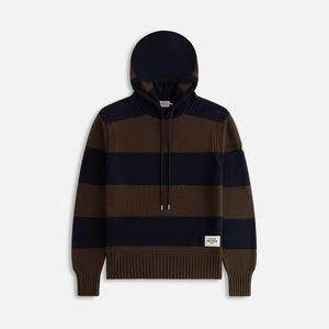 Moncler Striped Cotton Cord Hoodie - Blue / Brown