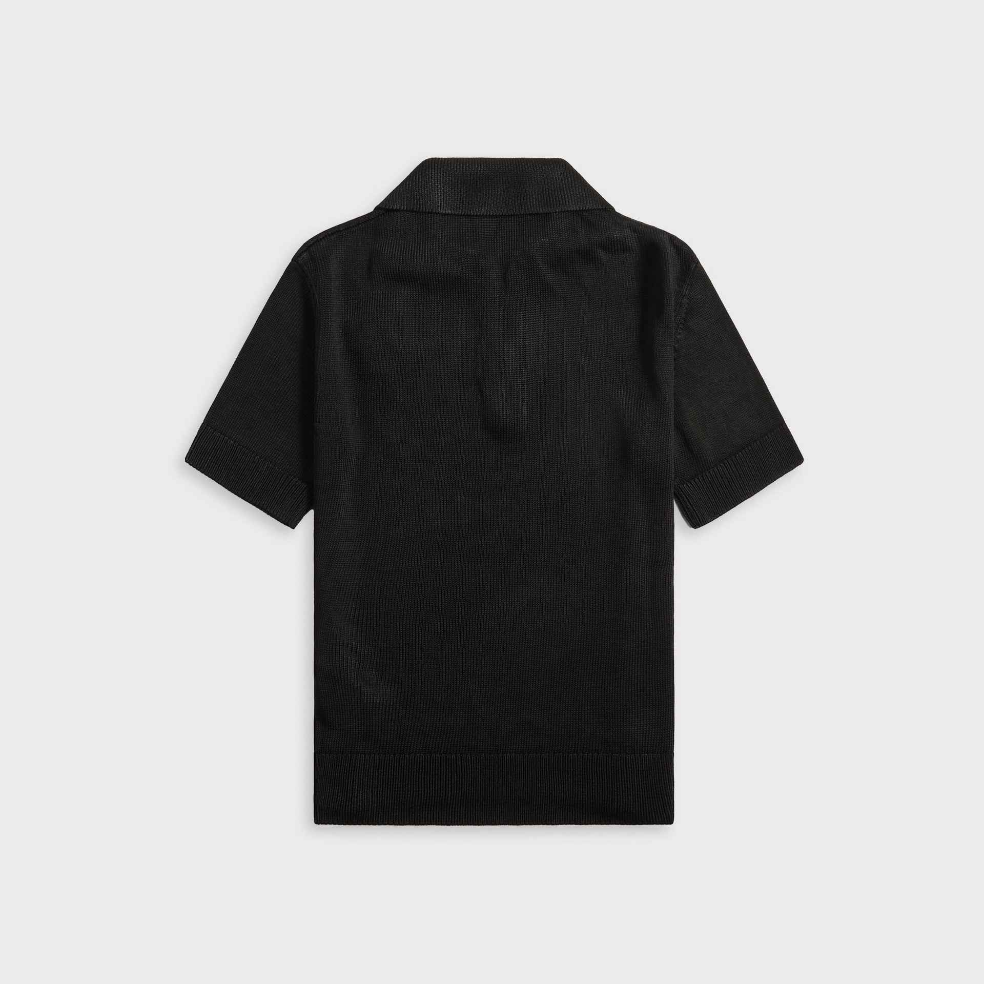Jil Sander Knitted Polo Shirt With Crochet Flower - Black