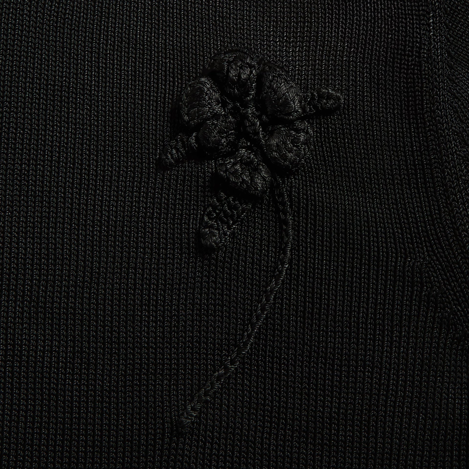 Jil Sander Knitted Polo Shirt With Crochet Flower - Black