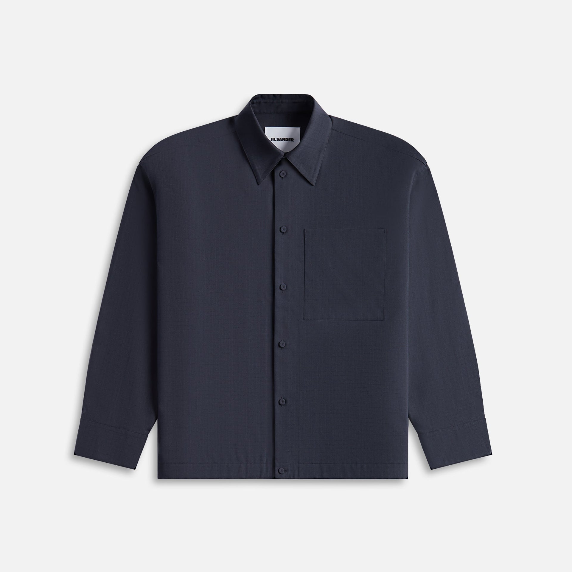 Jil Sander Fine Wool Ripstop Shirt - Carbon Grey