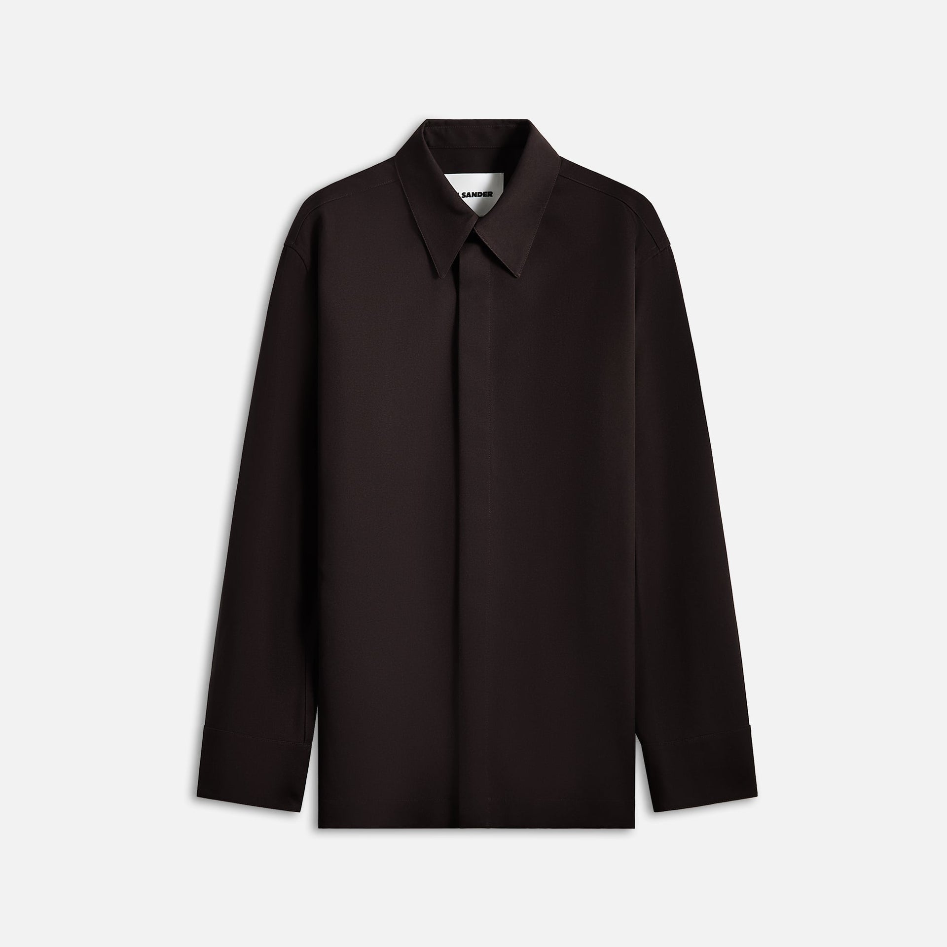 Jil Sander Sharp Wool Gabardine Shirt - Chocolate Brown