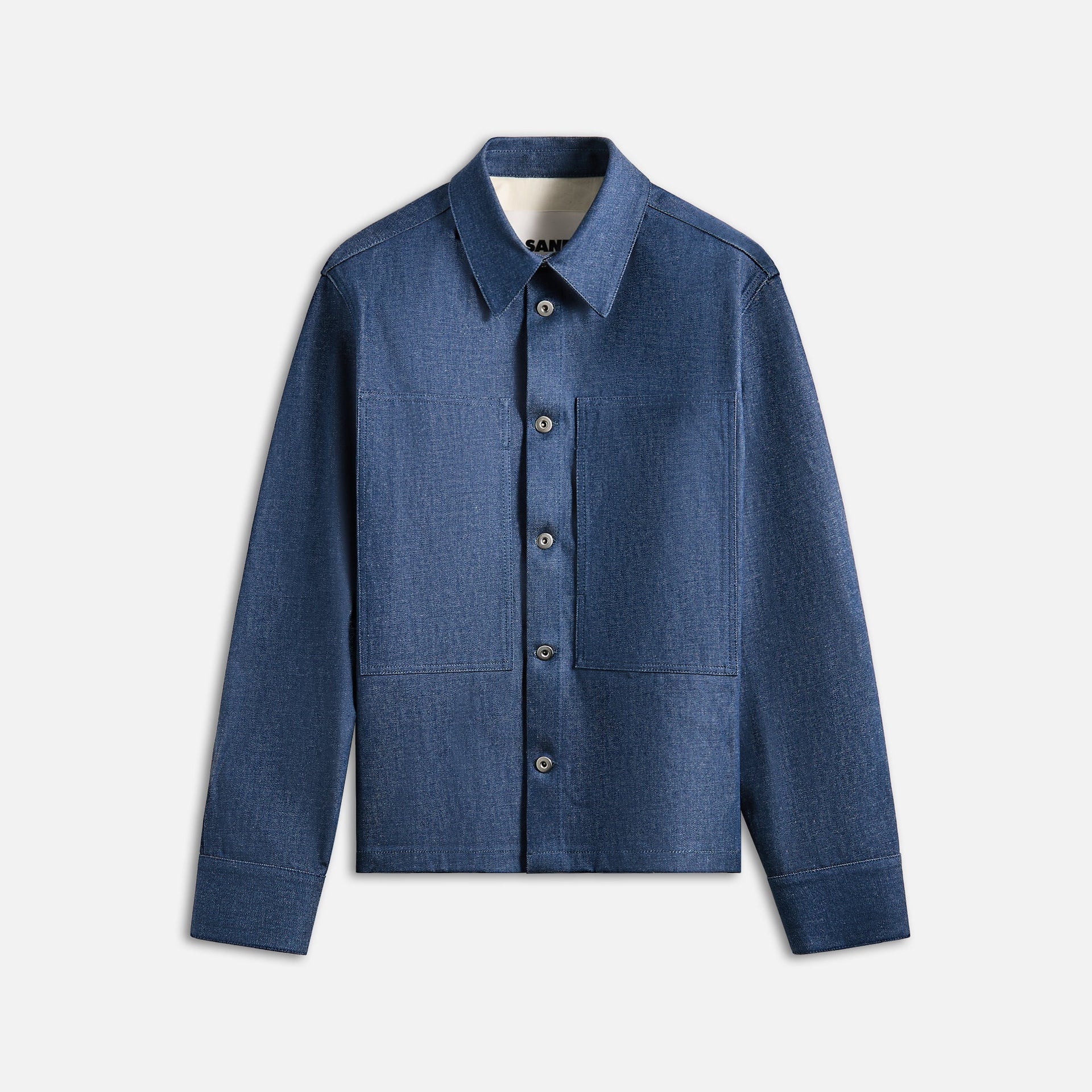 Jil Sander Textured Dry Cotton Denim Shirt - Blue