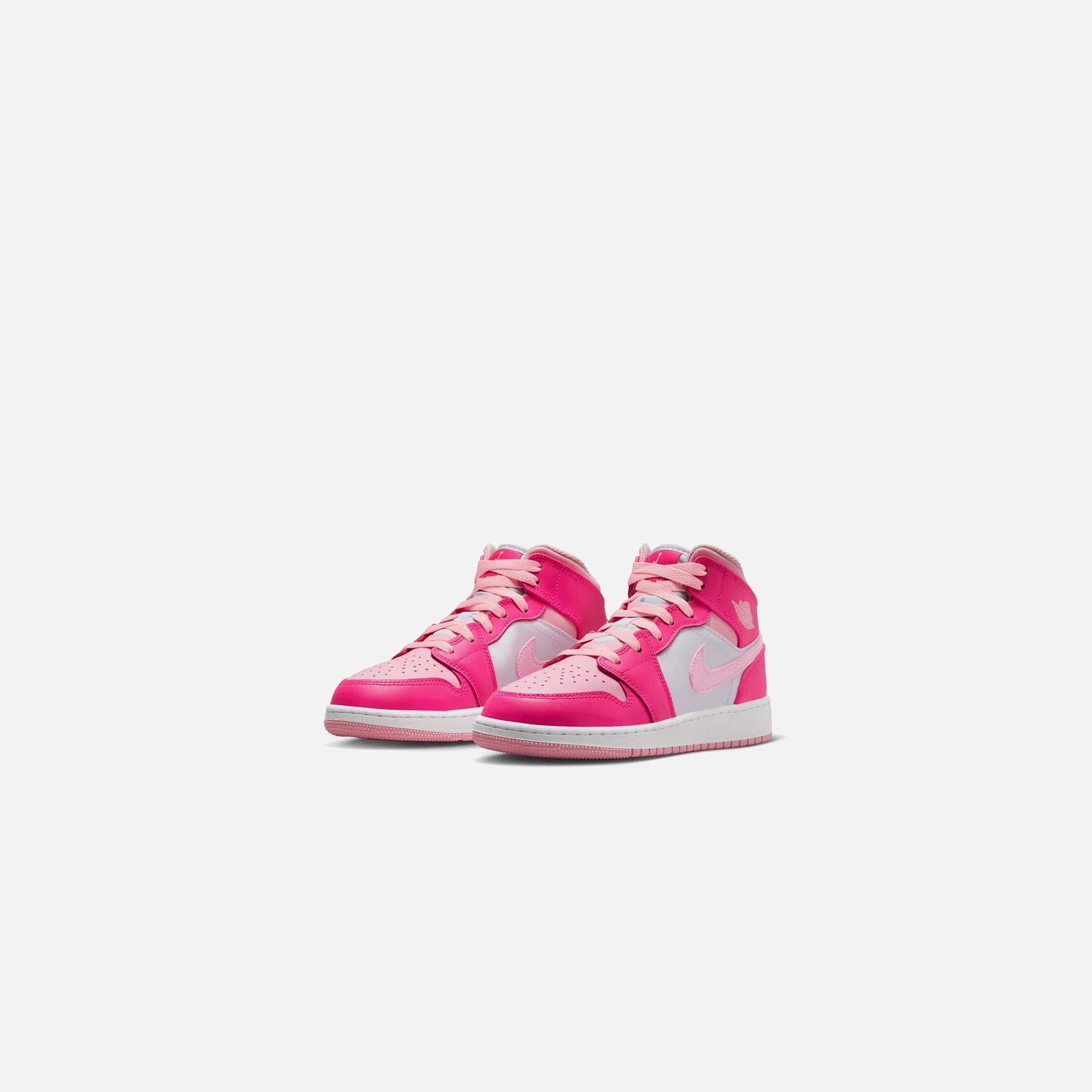 Nike Grade School Air Jordan 1 Mid - White / Med Soft Pink / Fierce Pink