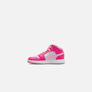 Nike Grade School Air Jordan 1 Mid - White / Med Soft Pink / Fierce Pink