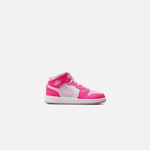 Nike Grade School Air Jordan 1 Mid - White / Med Soft Pink / Fierce Pink