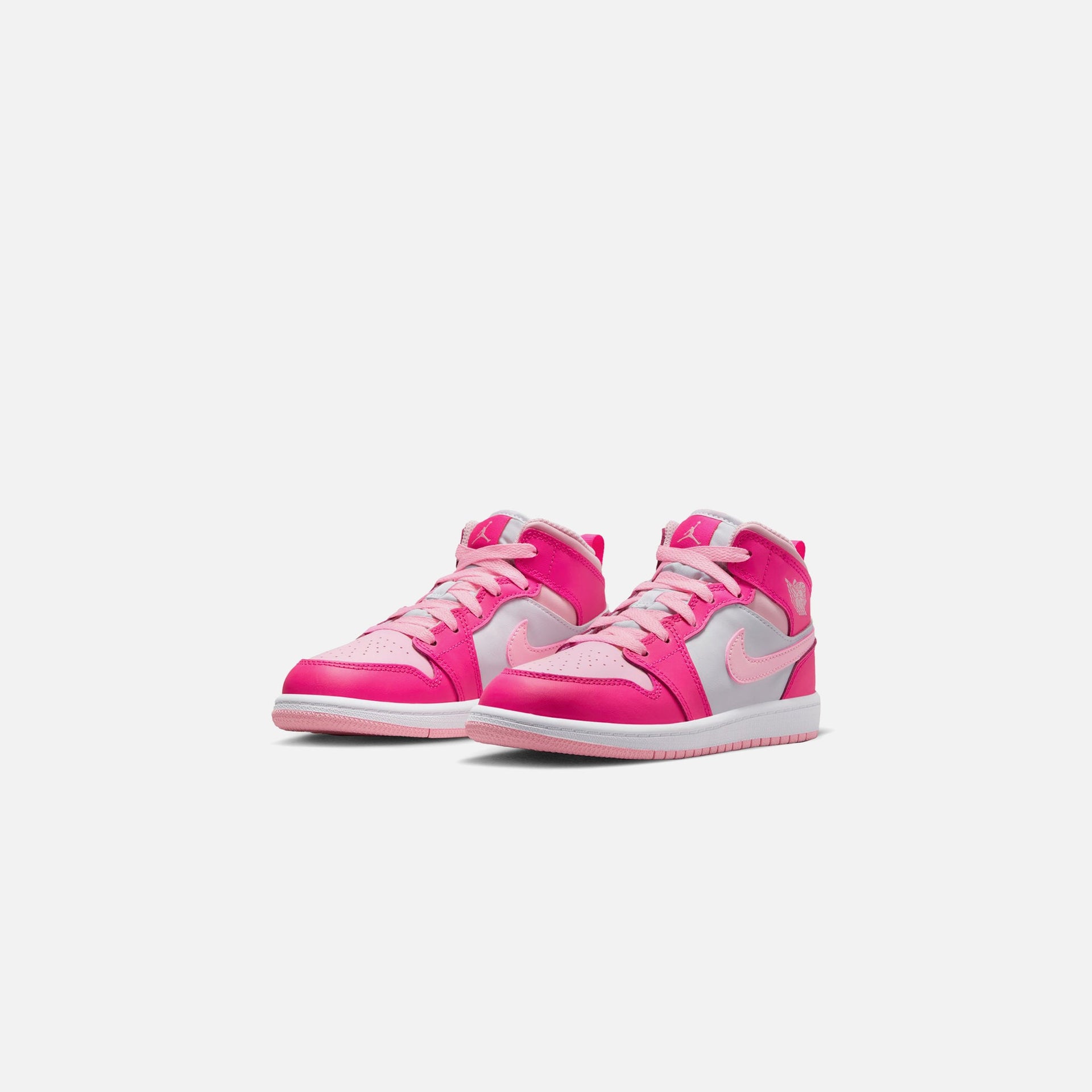 Nike Pre School Air Jordan 1 Mid - White / Med Soft Pink / Fierce Pink