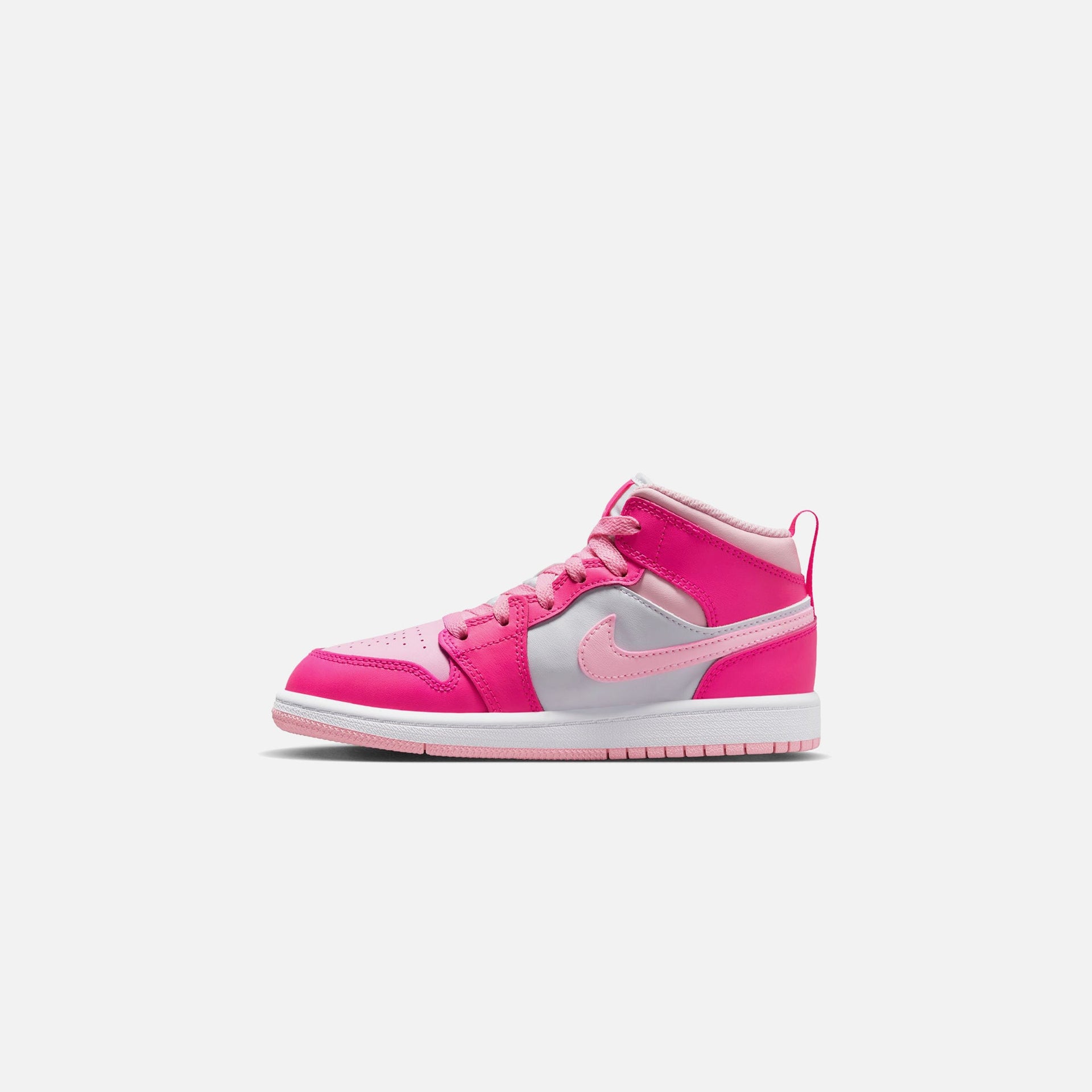 Nike Pre School Air Jordan 1 Mid - White / Med Soft Pink / Fierce Pink