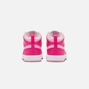 Nike Pre School Air Jordan 1 Mid - White / Med Soft Pink / Fierce Pink