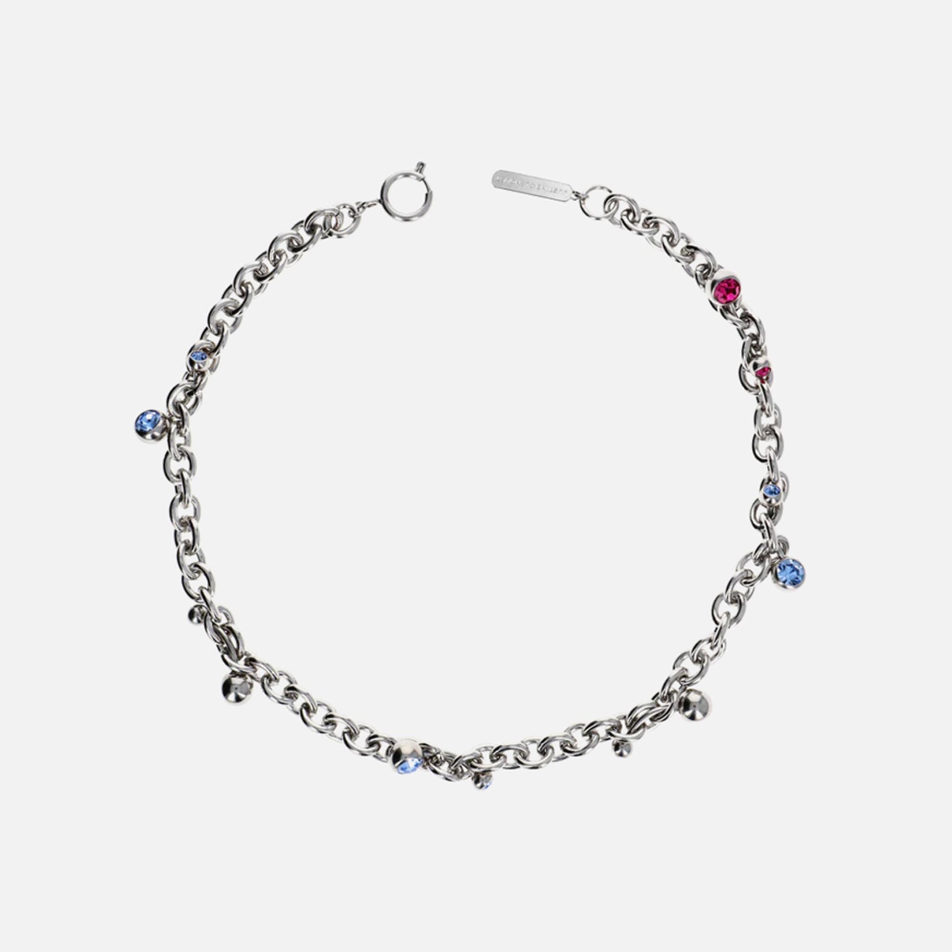 Justine Clenquet Bless Necklace - Palladium / Denim Blue / Fuchsia