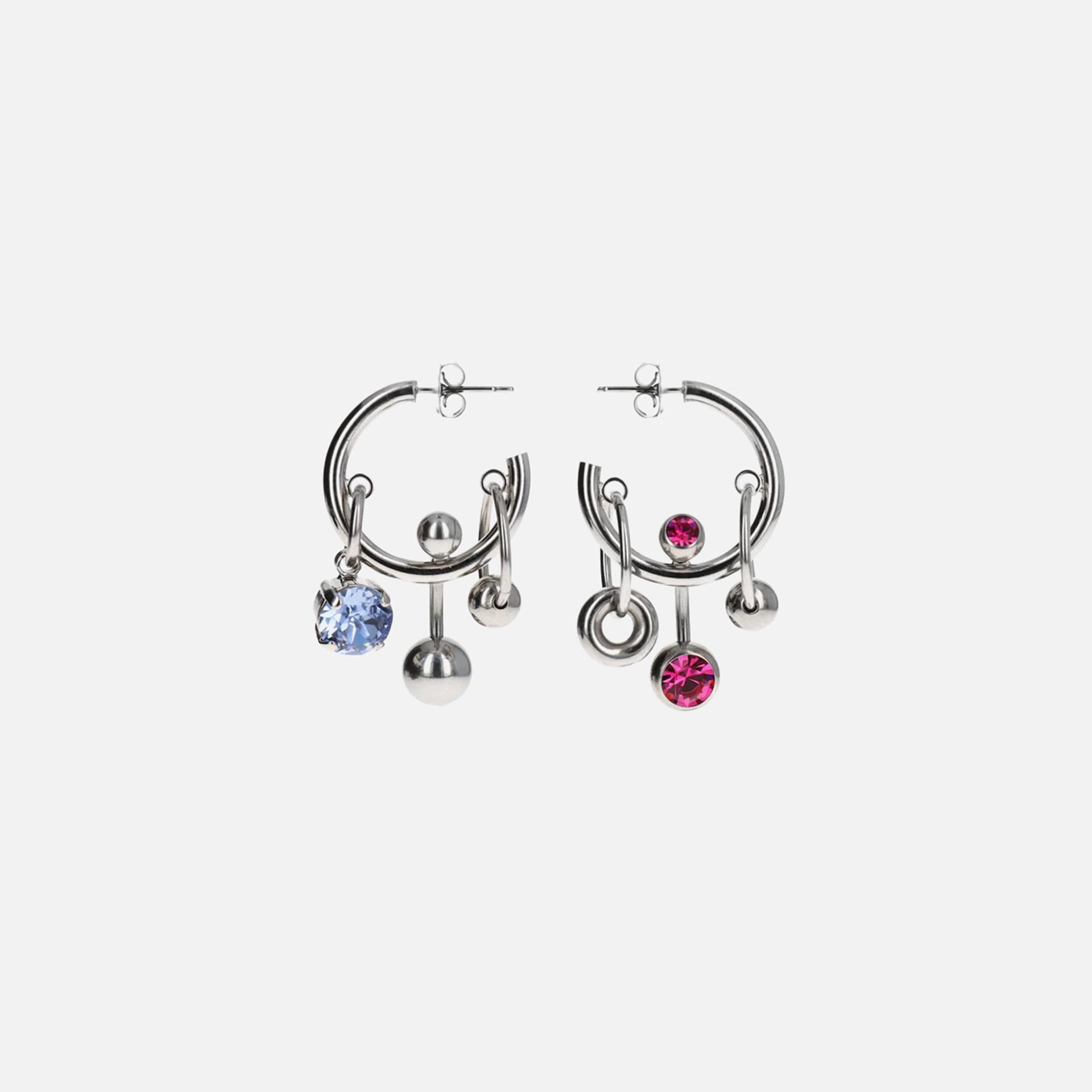 Justine Clenquet Nickie Earrings - Palladium / Denim Blue / Fuchsia