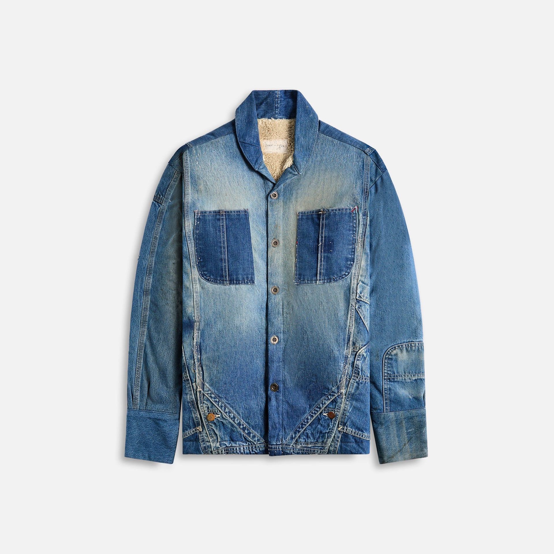 Greg Lauren Overall Sherpa Lined Boxy Shirt - Denim Blue