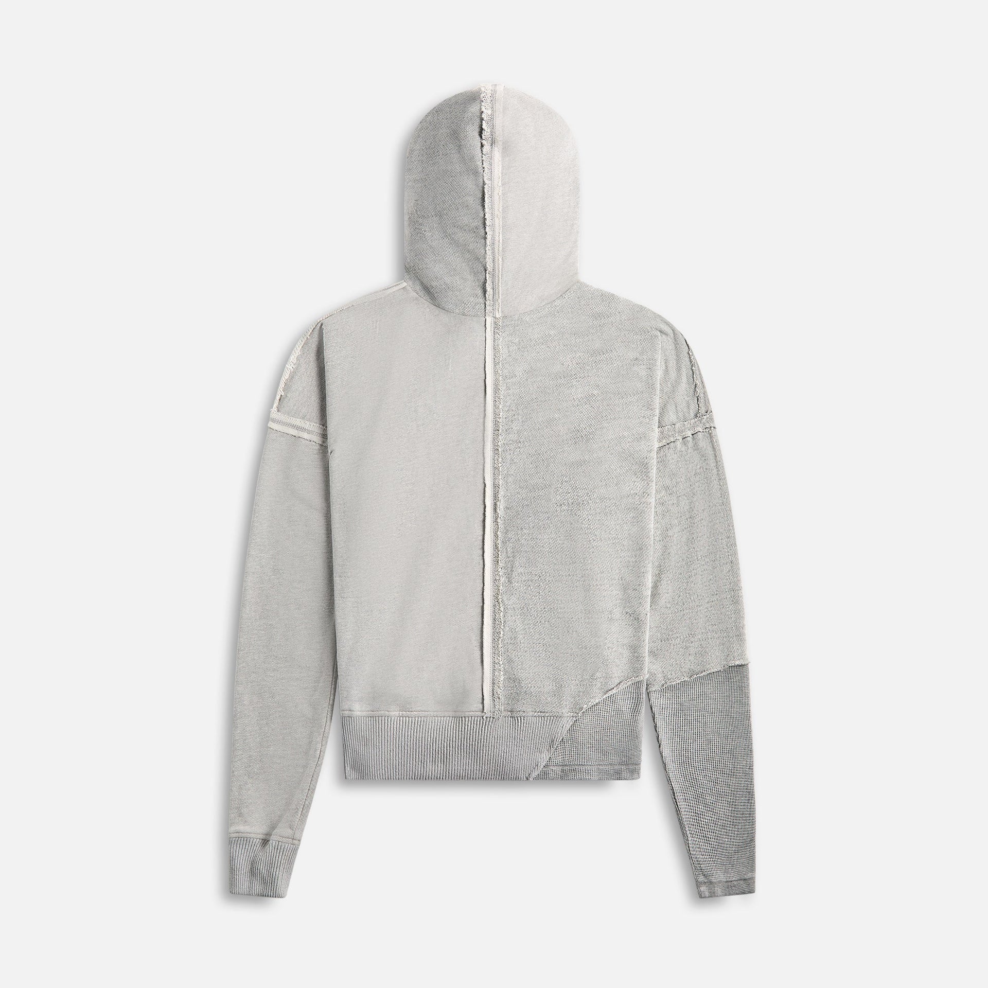 Greg Lauren Mixed Heather Ribbed Hoodie - Grey