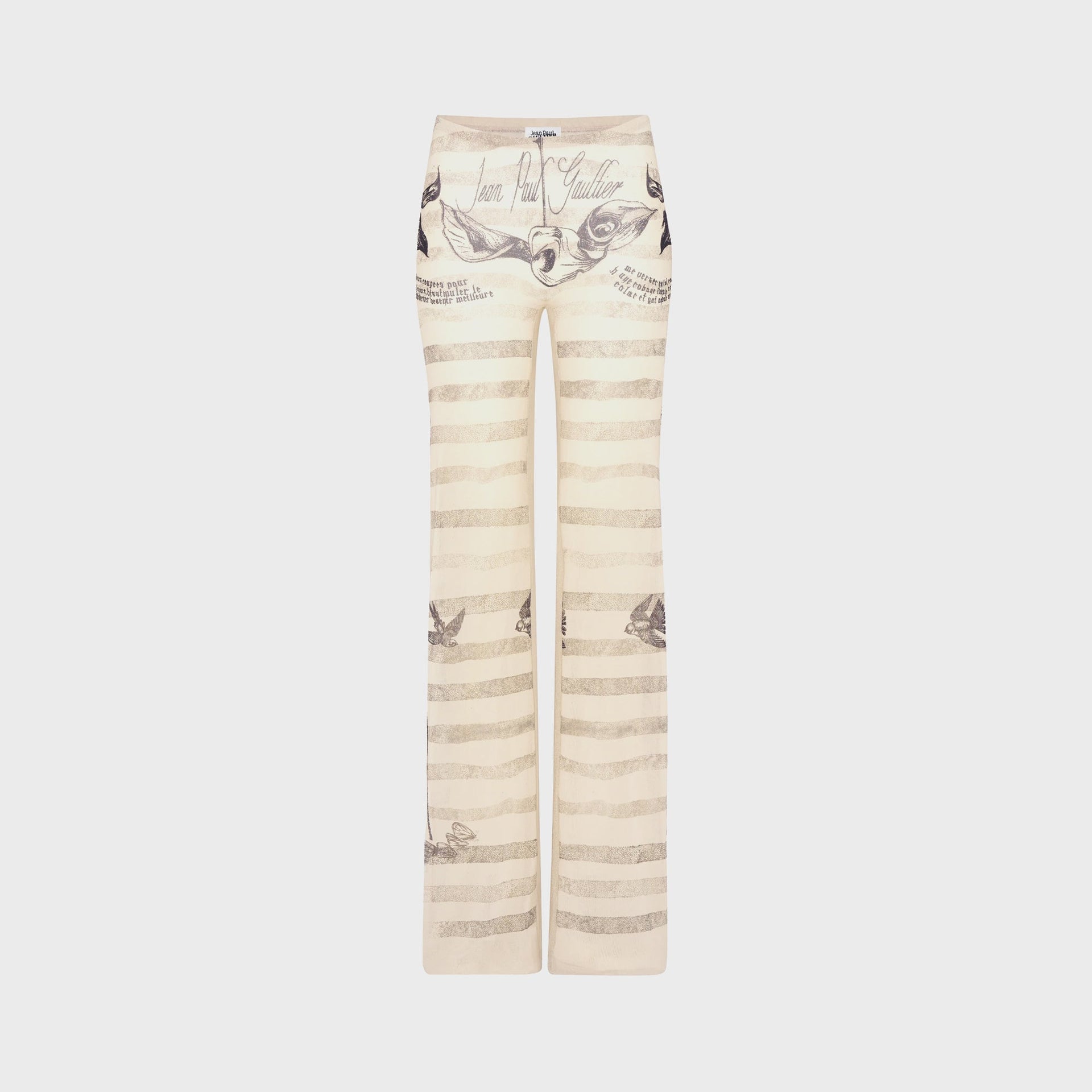 Jean Paul Gaultier Mesh Trouser Printed Tattoo Marinière - Ecru