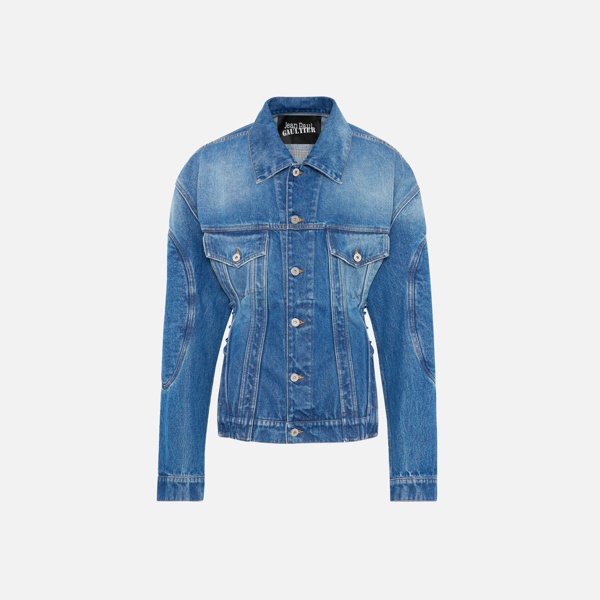 Jean Paul Gaultier Denim Jacket With Lacing And Elbow Bonding