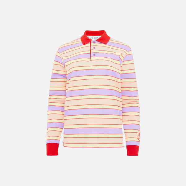 JW Anderson Striped Contrast Trim Long Sleeve Polo Top