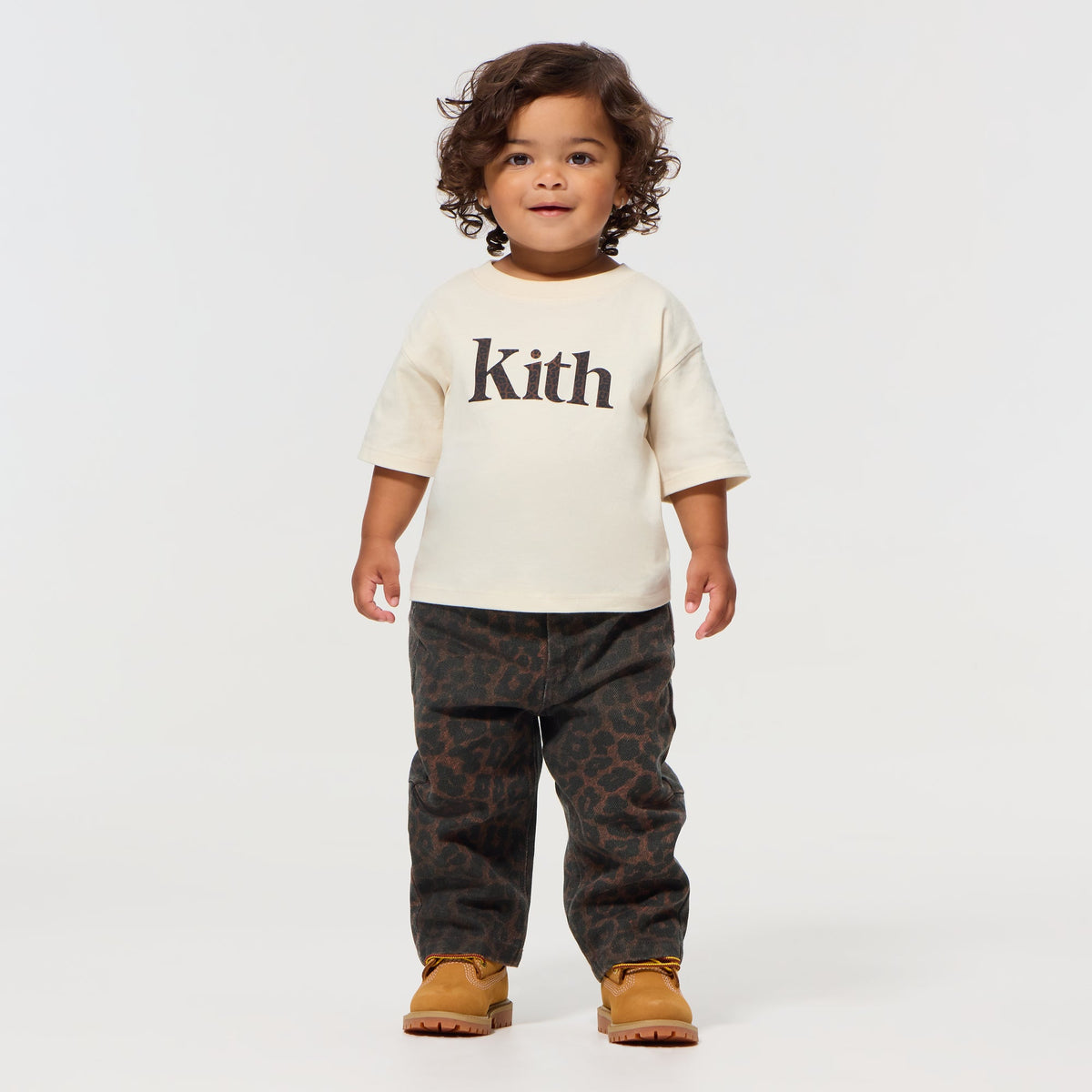 Kith Baby Leopard Kith Serif Leonard Tee - Sandrift