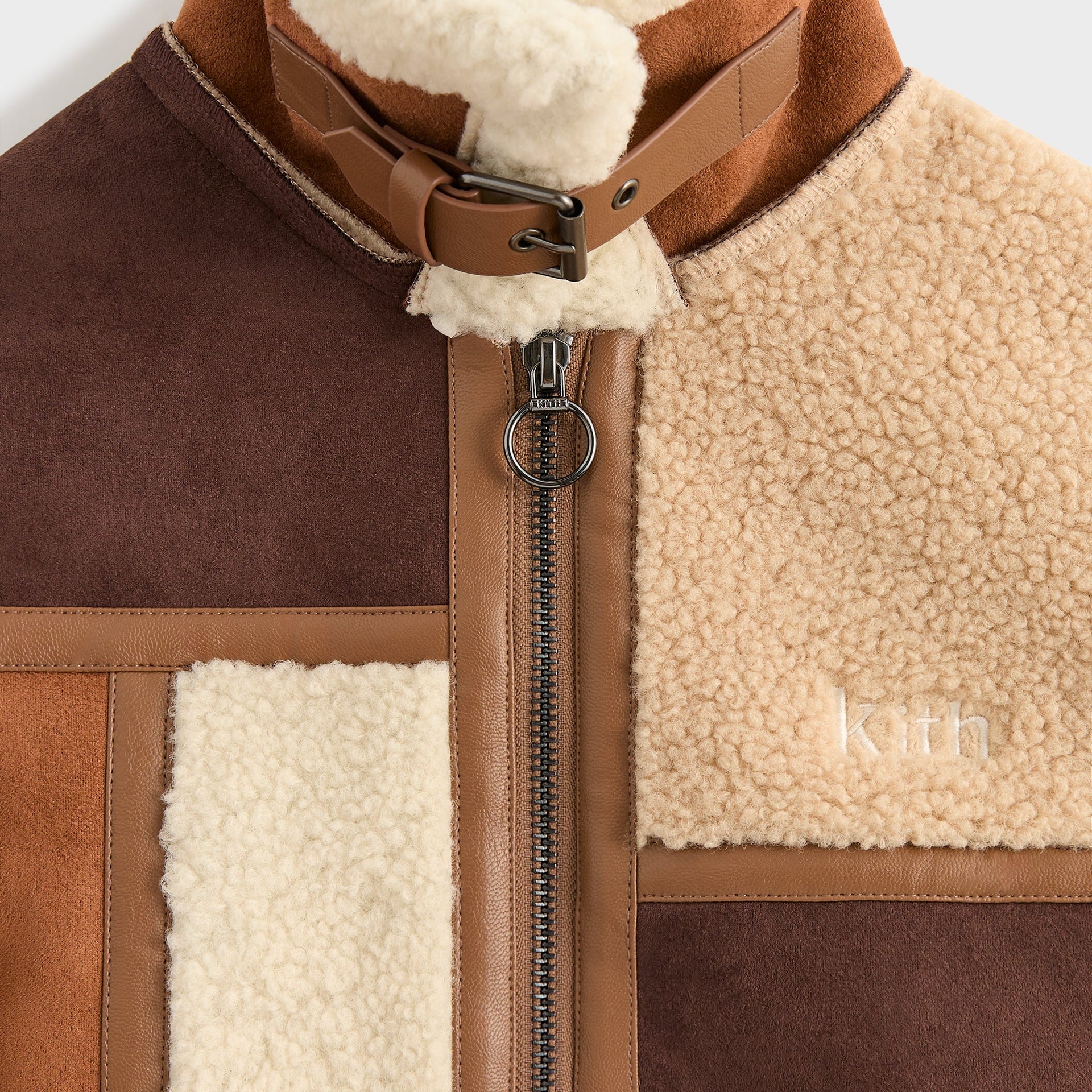 Kith Kids Clarke Color-Block Faux Shearling Jacket - Parchment