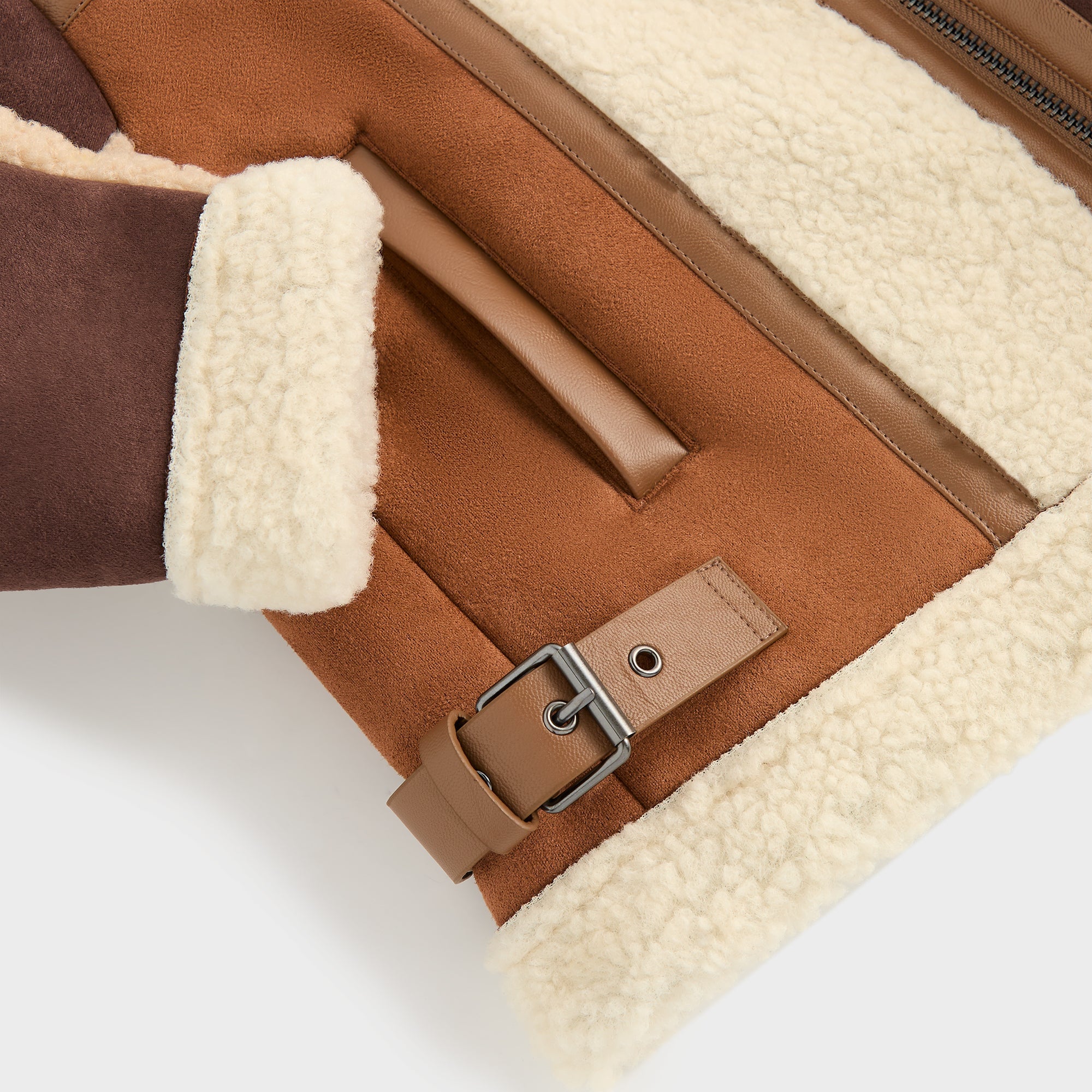 KITH キッズ　ジャケット　ムートン Kith Kids Clarke Color-Block Faux Shearling Jacket - Parchment