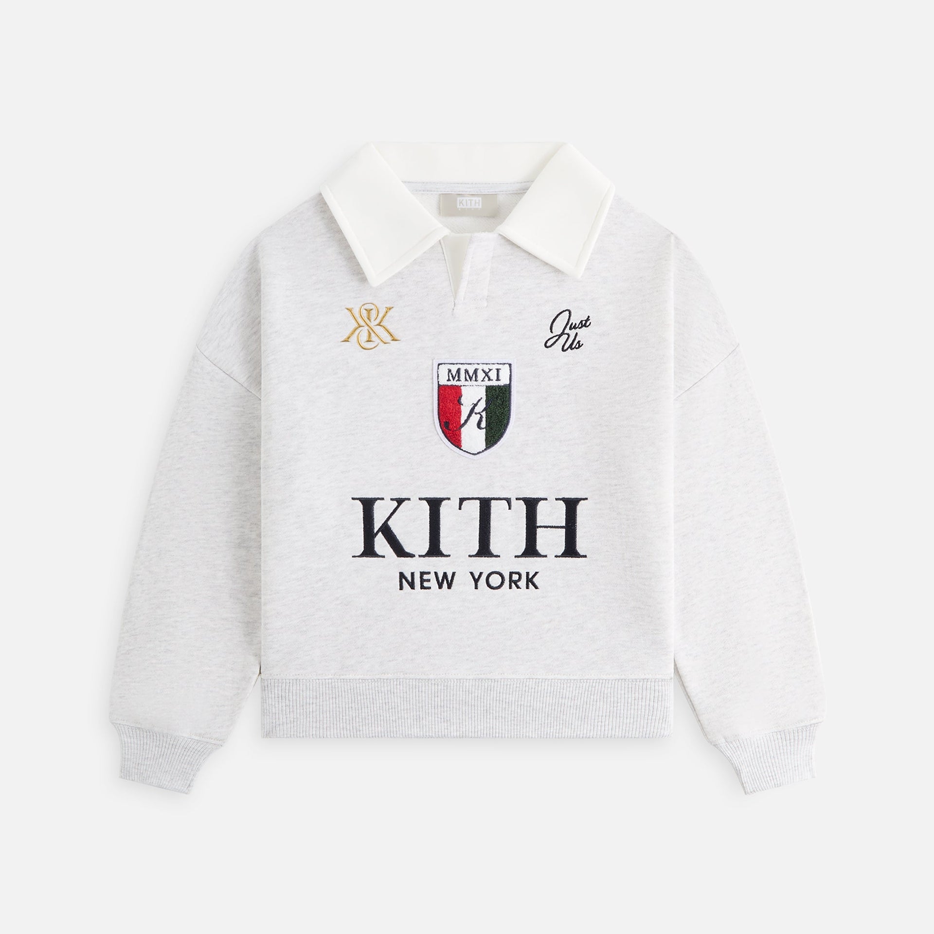 Kith Kids Collared Logo Nelson Sweatshirt - Light Heather Grey