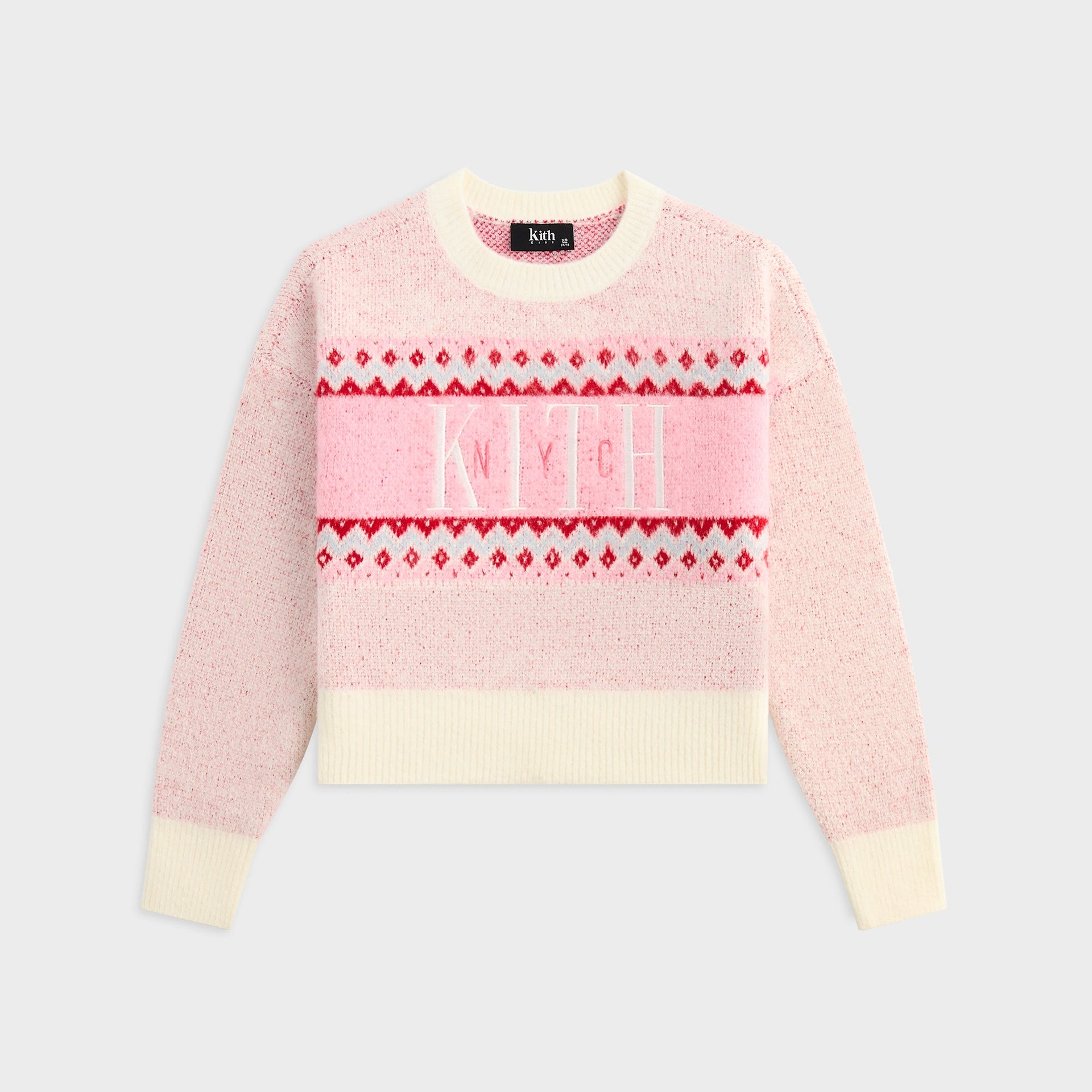 Kith Kids Novelty Fair Isle Cropped Nelson Sweater - Frosty Rose
