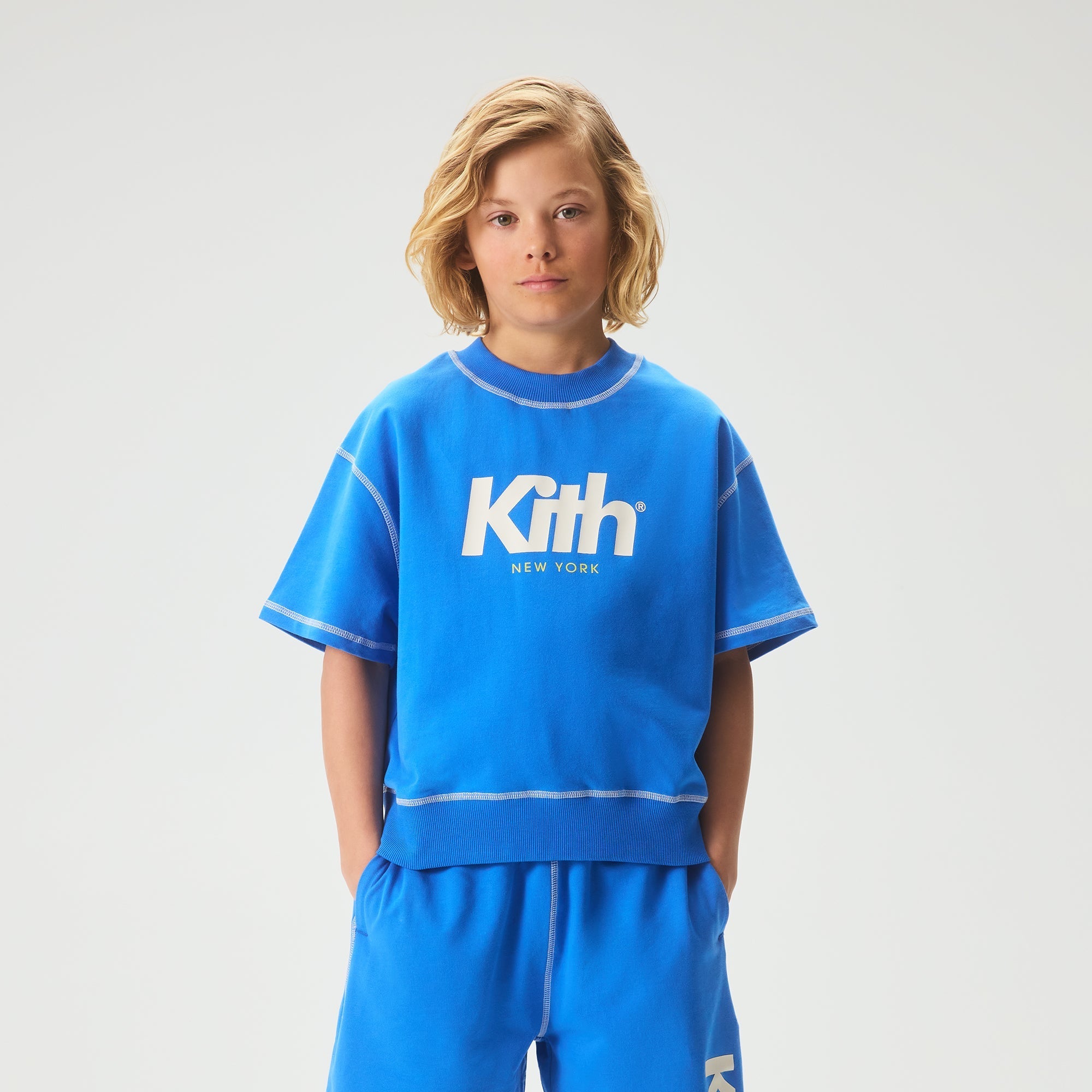 Kith Kids Short Sleeve Nelson Crewneck - Cobalt – Kith Europe